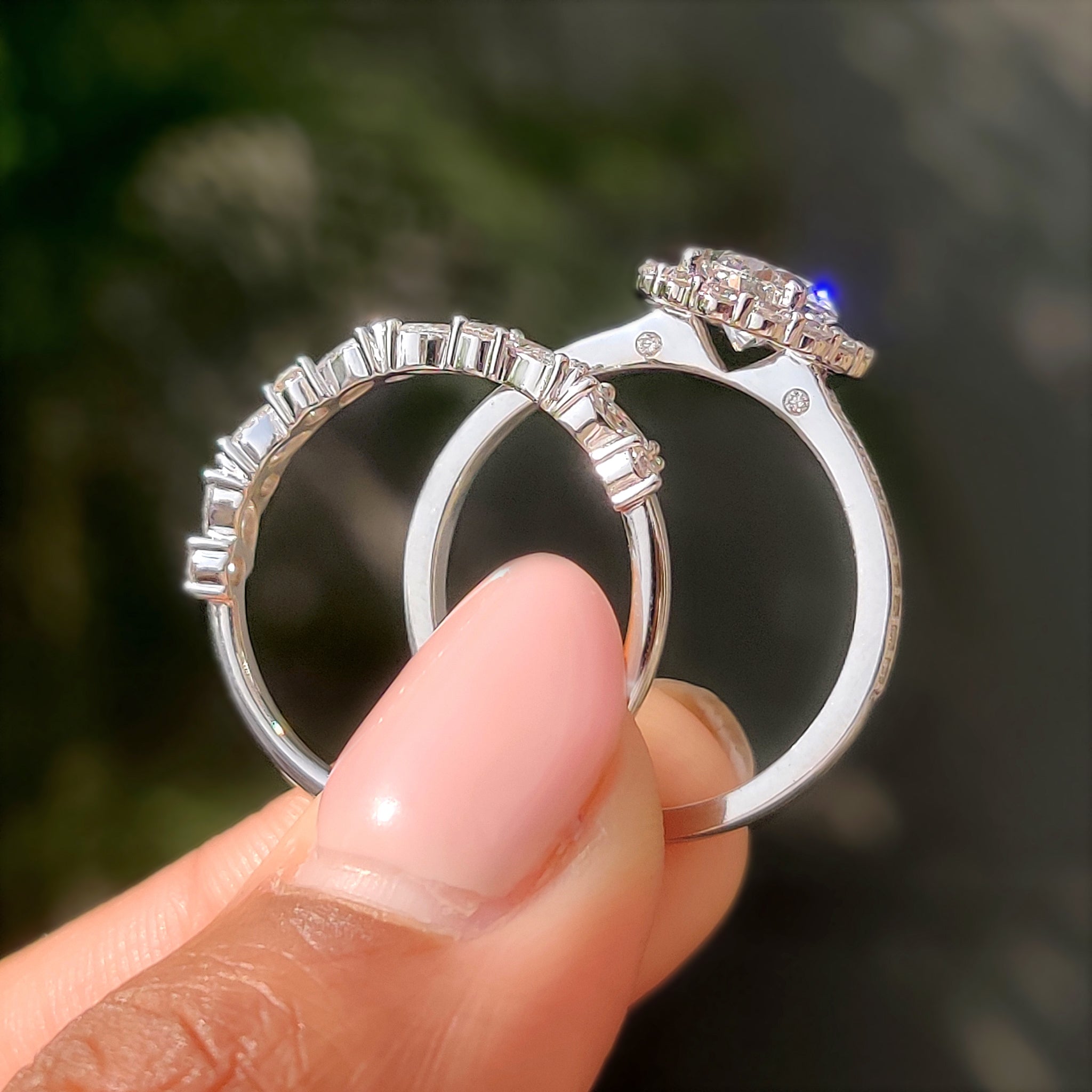 Half eternity wedding band in white gold