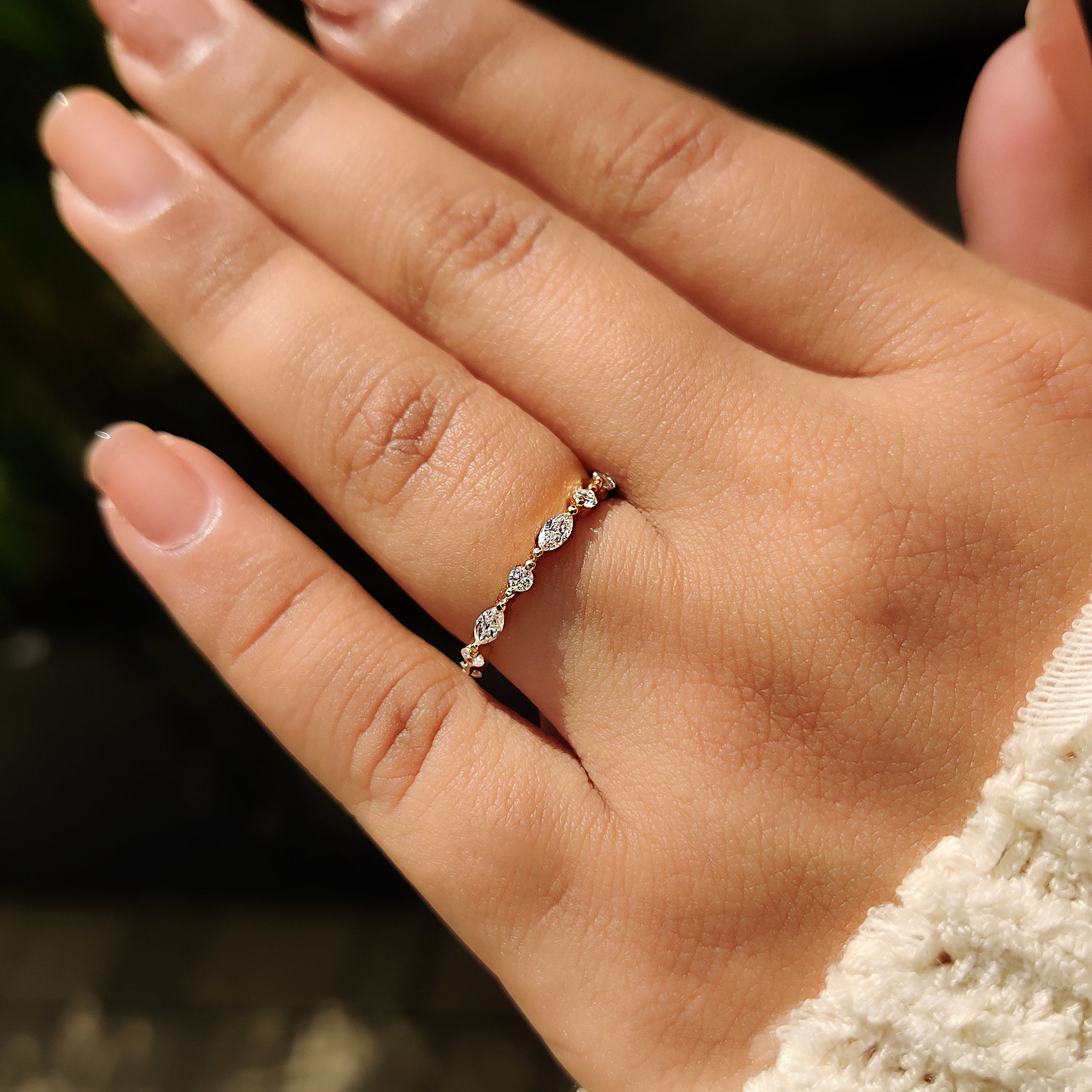 Carat diamonds band with custom wedding band.