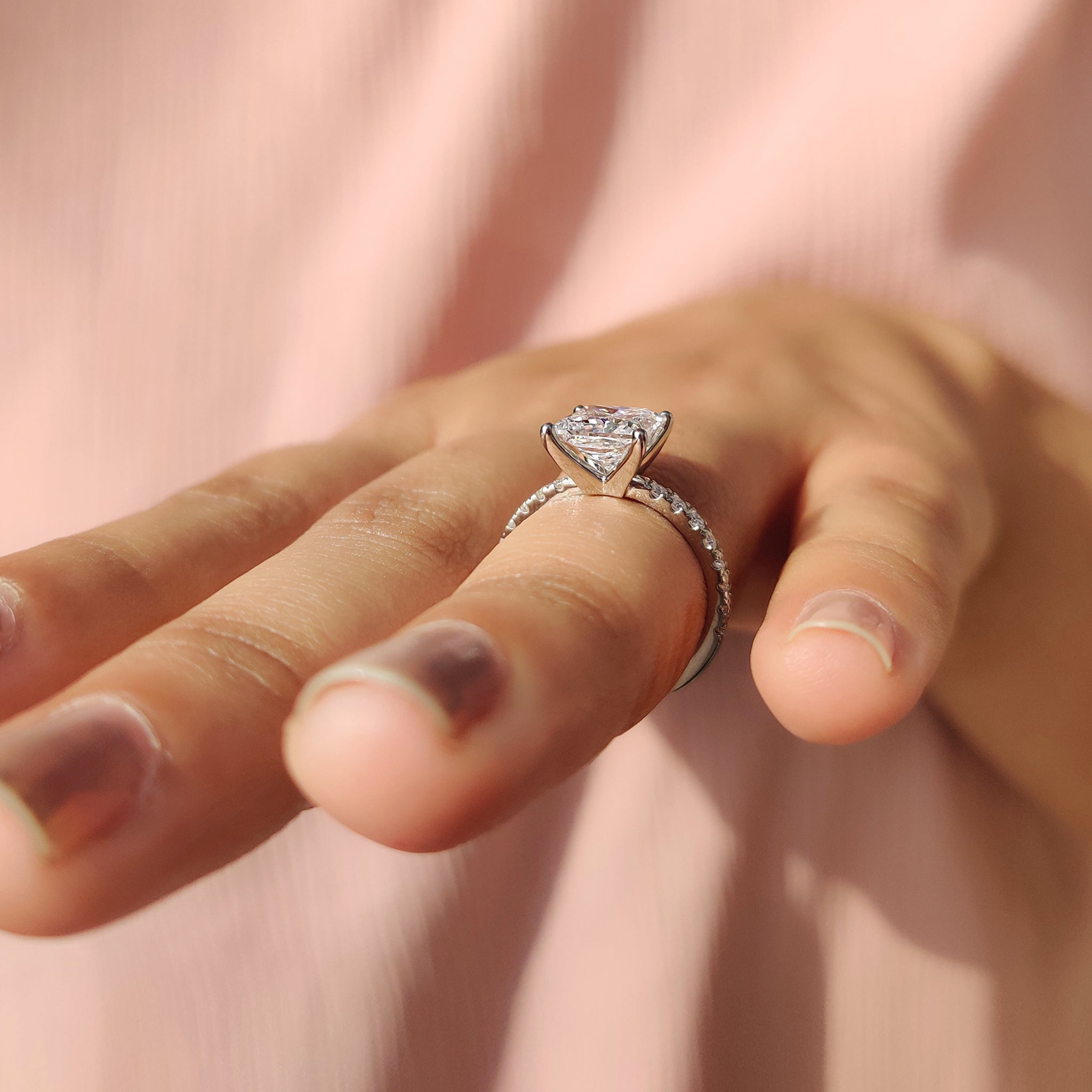 Pave setting ring showcasing brilliant white gold diamonds.
