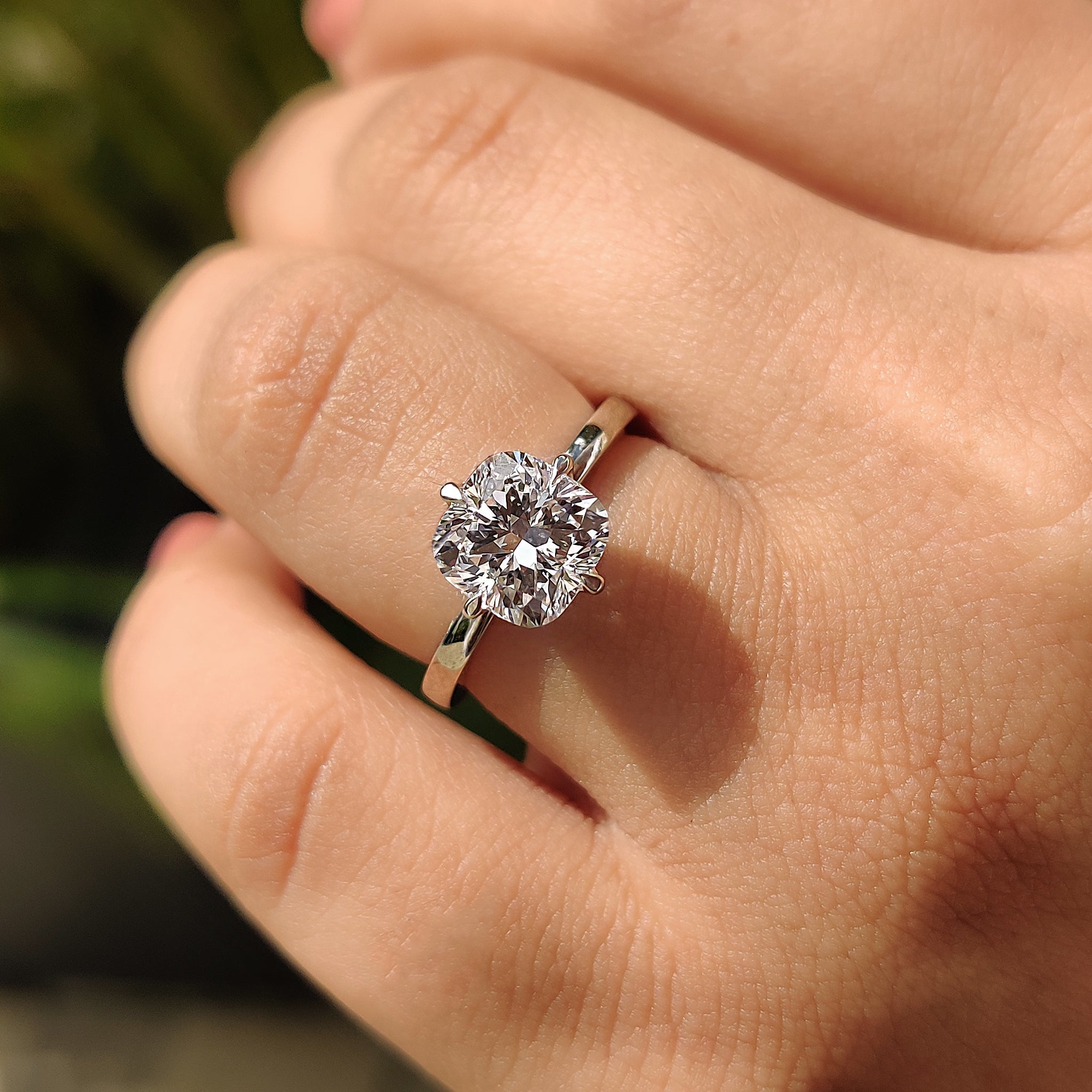 White gold engagement ring in handmade jewelry.
