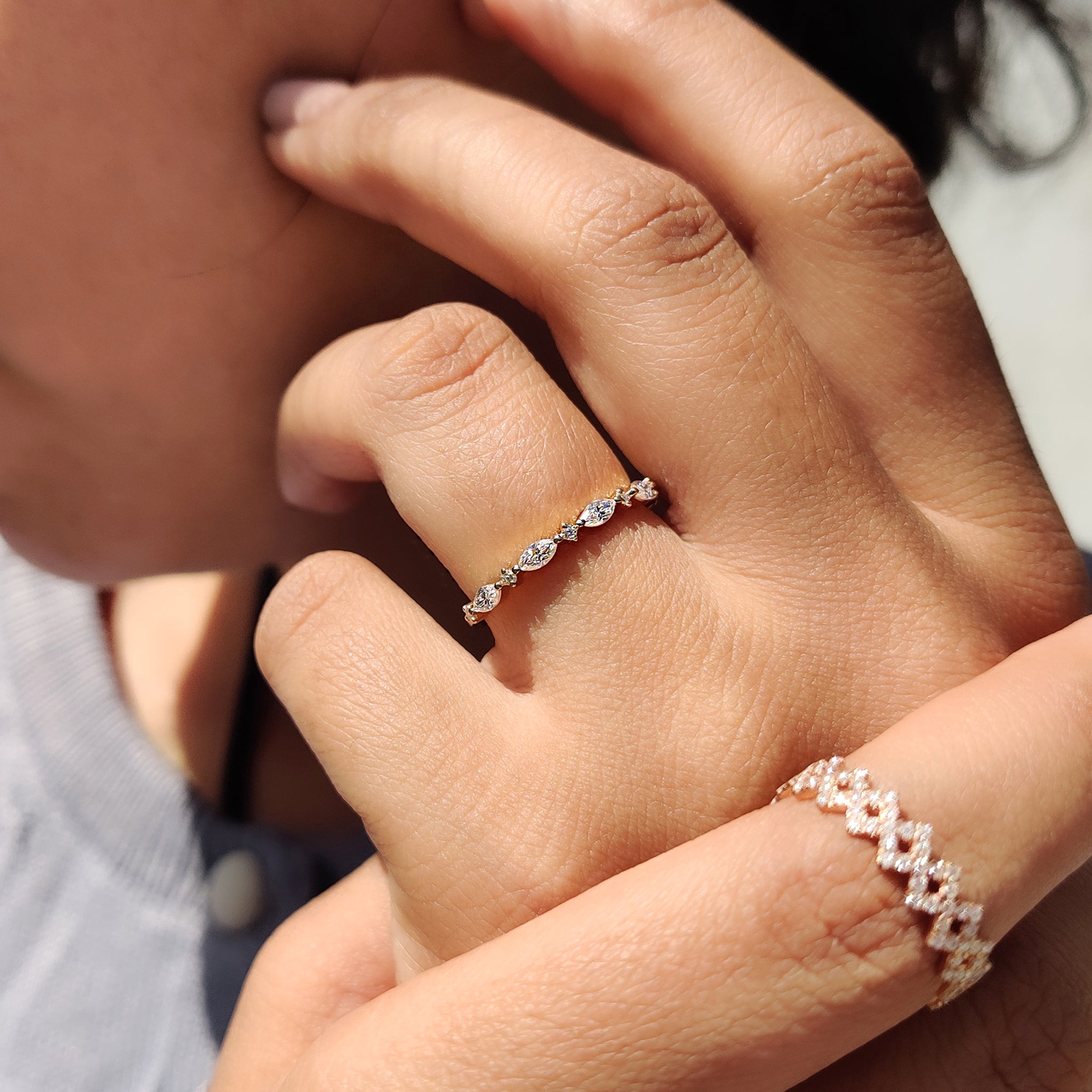 Marquise And Round Shared Prong Wedding Band