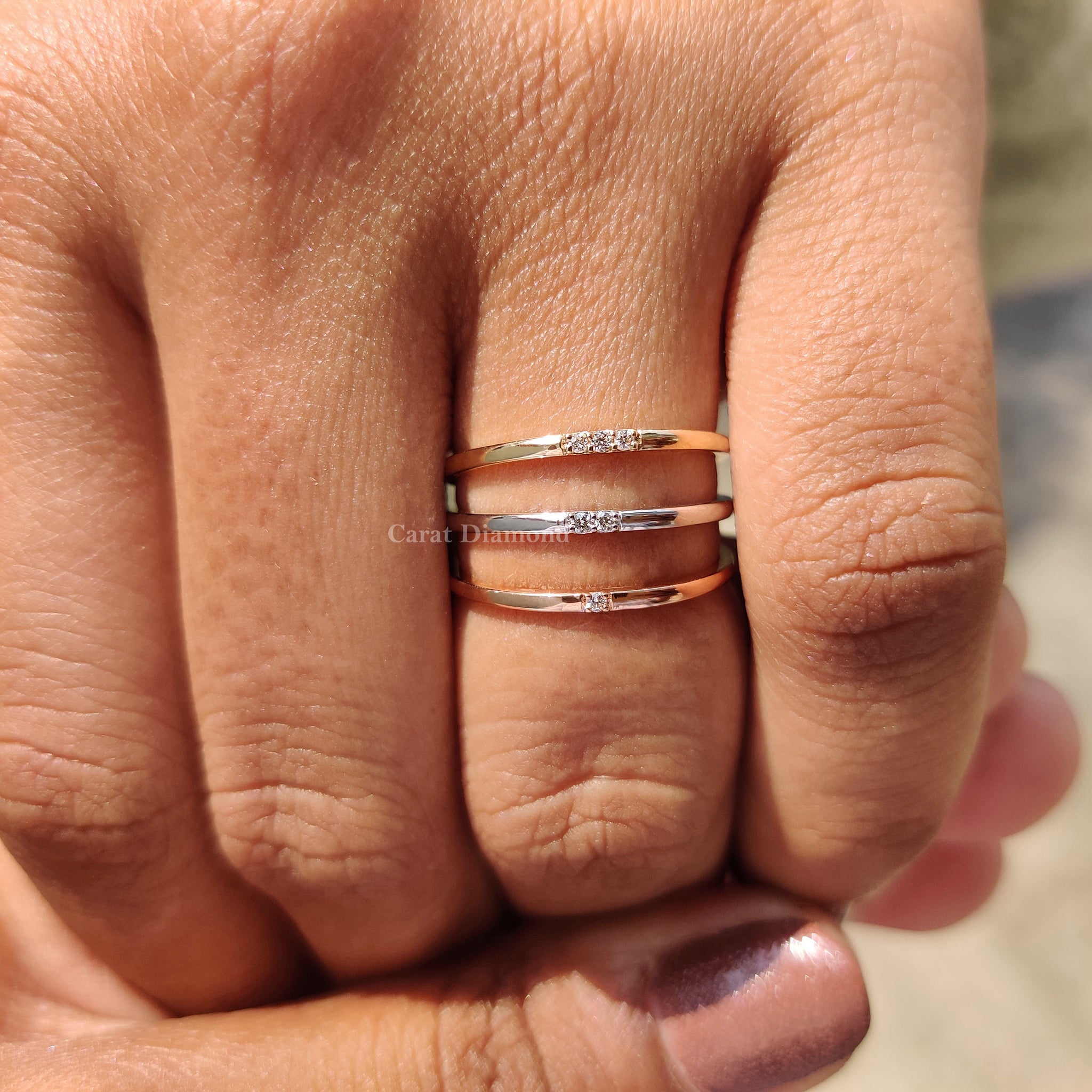 Buy wedding band featuring round cut diamonds and lab grown stones
