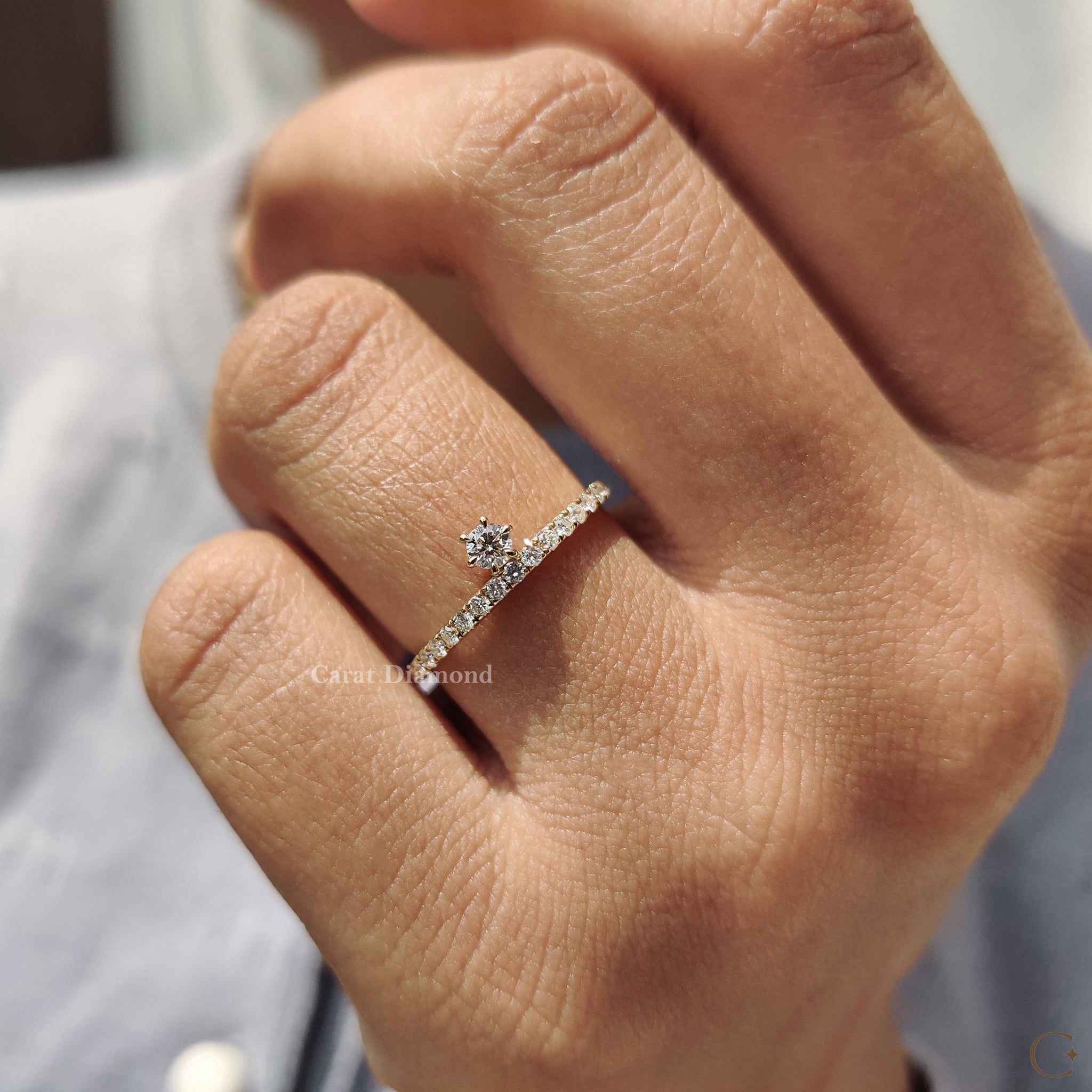 Lab grown diamond wedding band with a brilliant shine.
