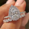 Round cut pave band bridal ring set