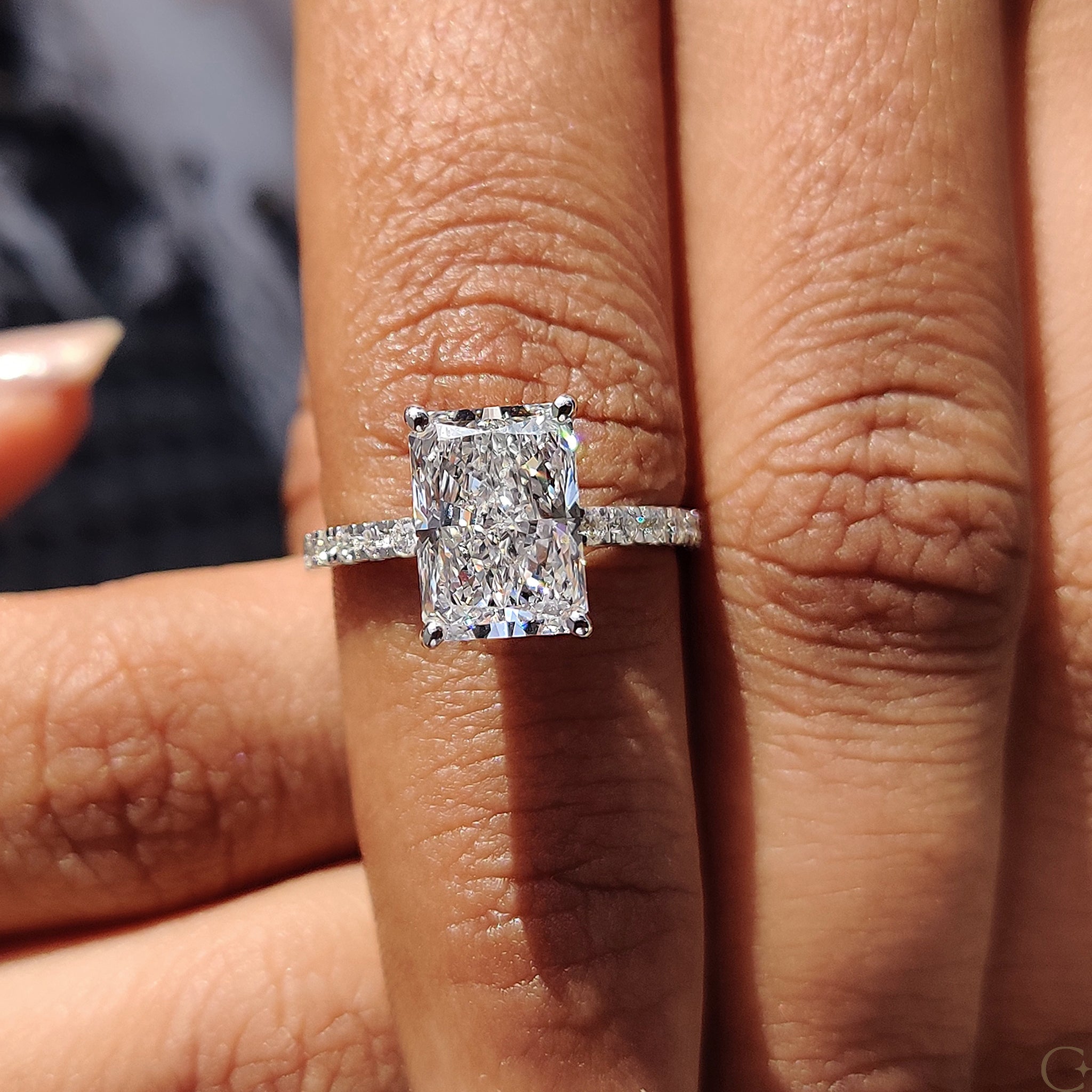 Customize your engagement ring with a radiant cut design.
