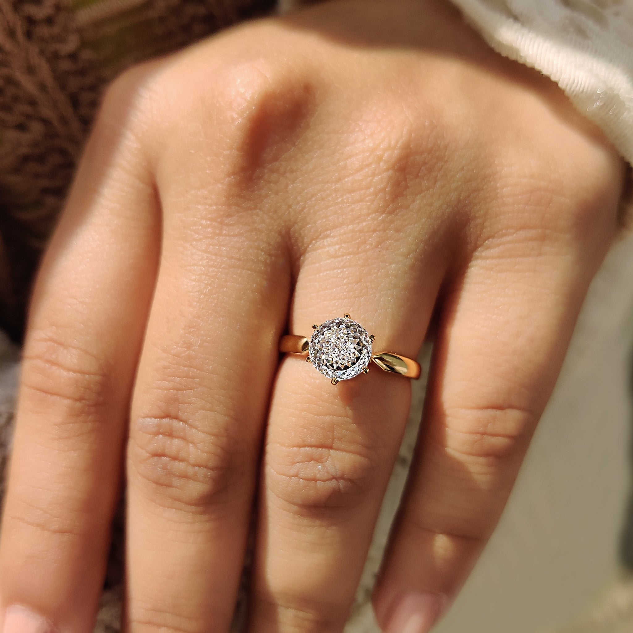 Carat diamonds engagement ring with Portuguese cut diamond ring.
