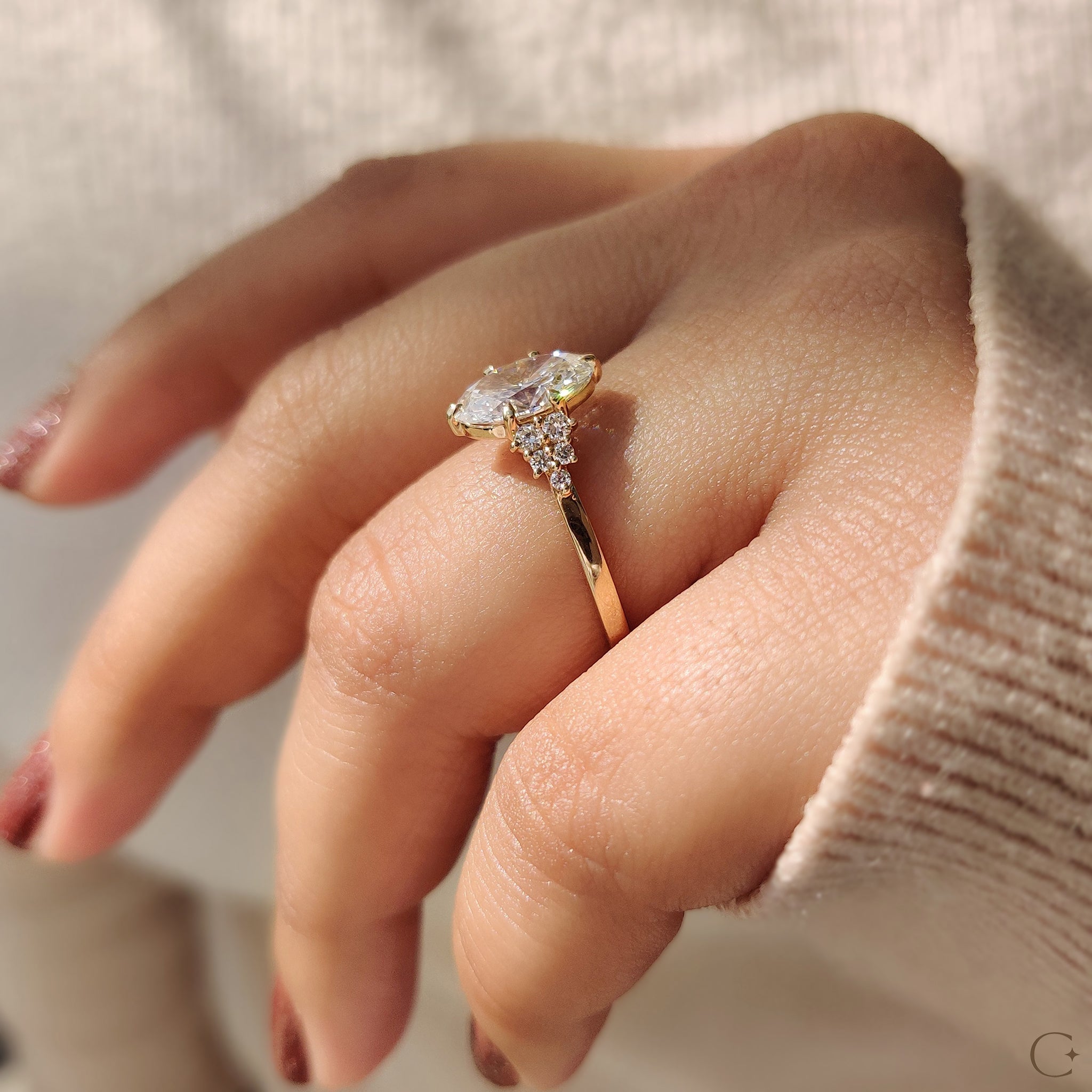 Lab grown diamond ring with a sustainable touch.
