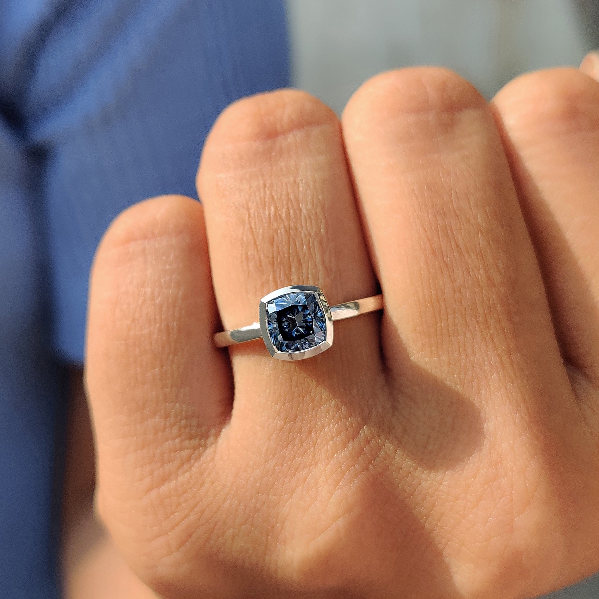 White gold engagement ring carries endless modern glow.
