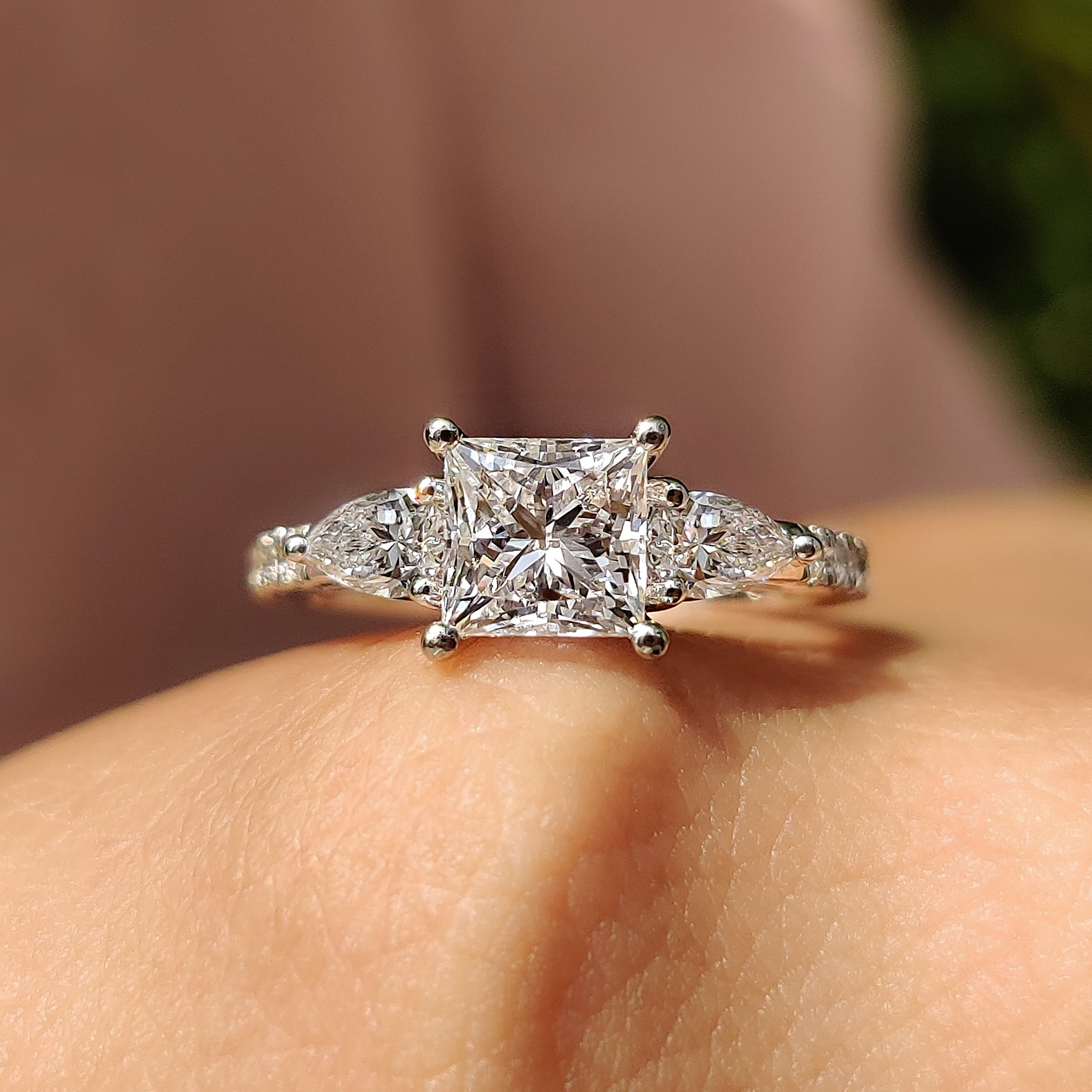 Princess Cut Diamond In Pave Setting