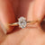 Oval cut diamond ring with a brilliant design.
