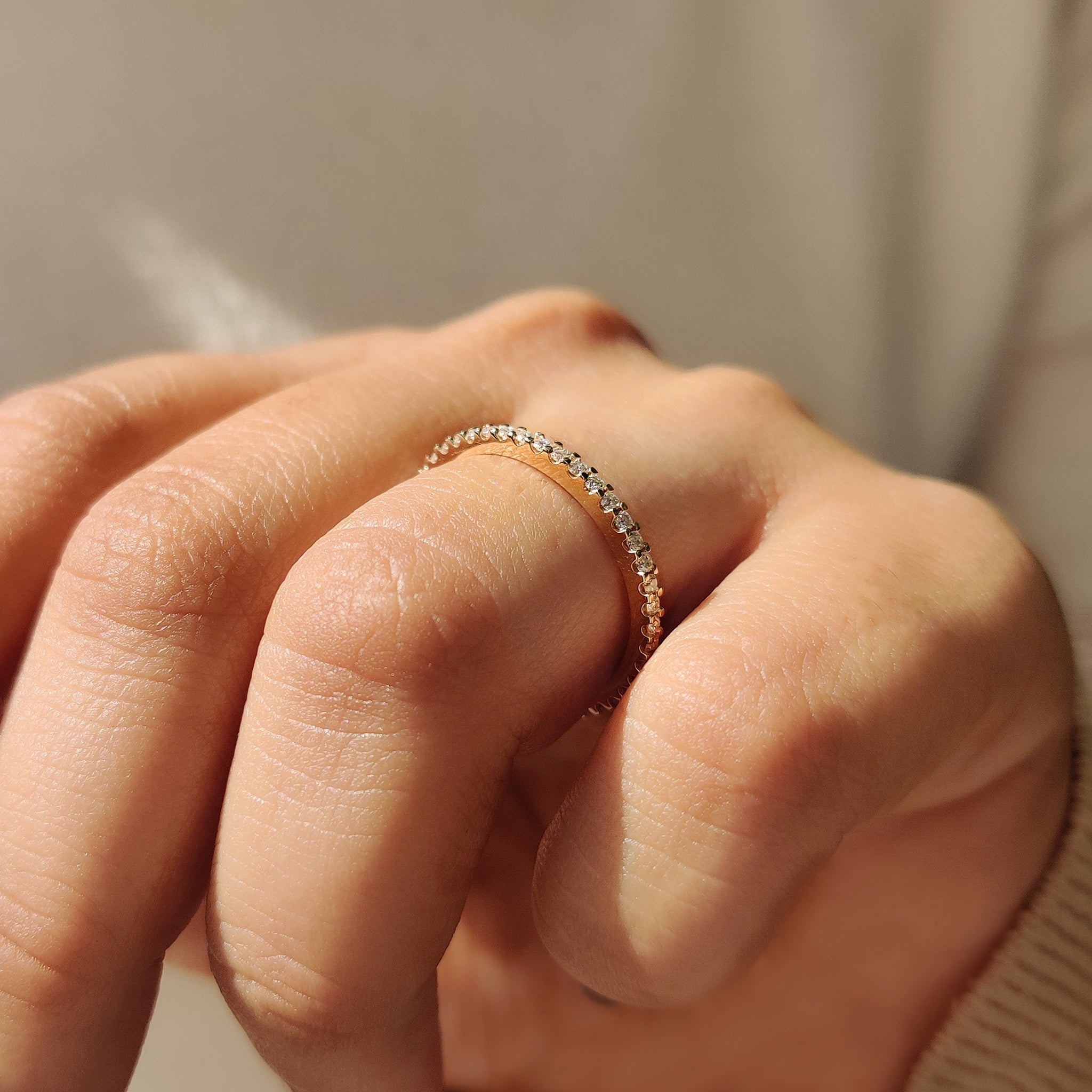 Stackable Wedding Band with eternity design.

