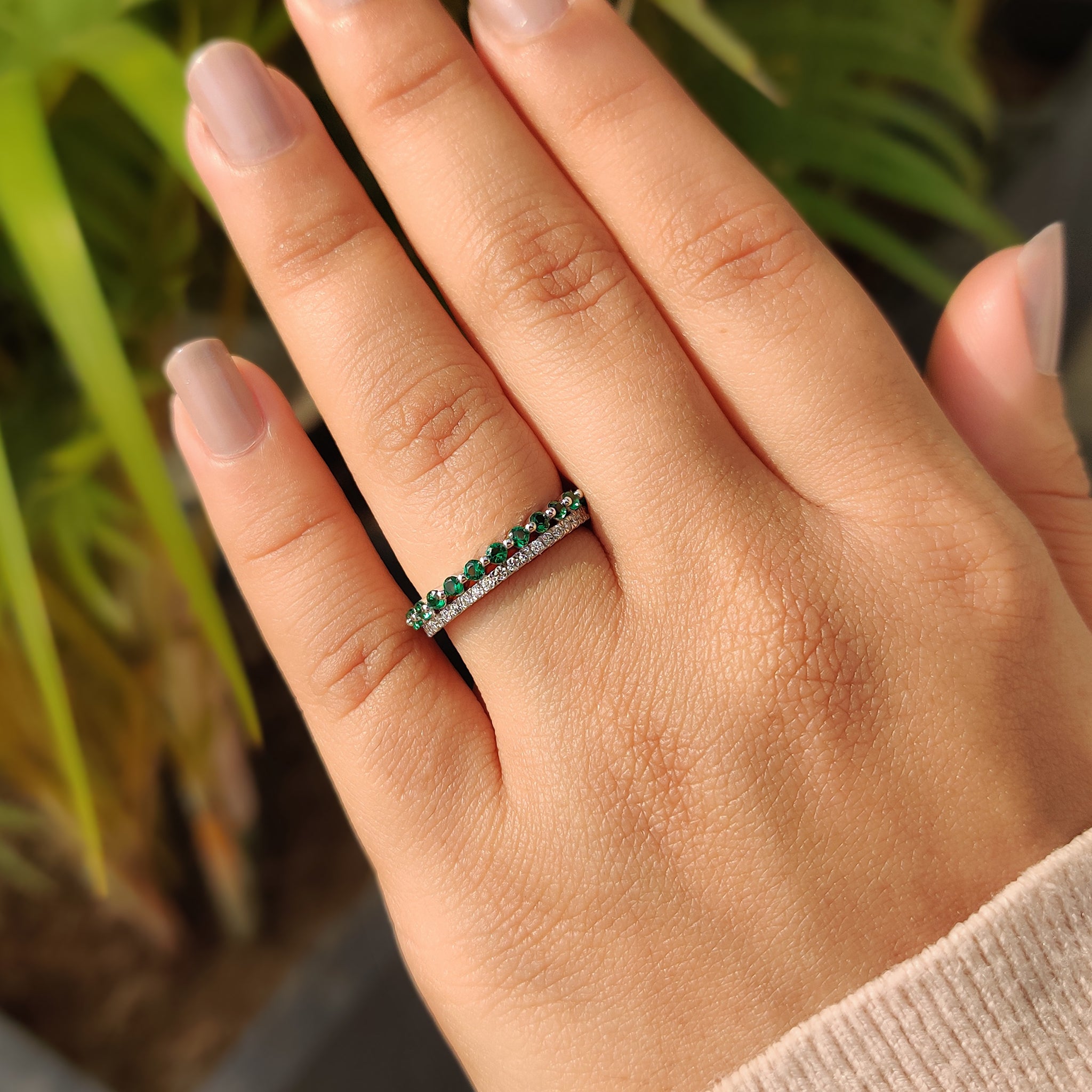 Custom Wedding Band double band wedding band Shared Prong Wedding Band igi certified.
