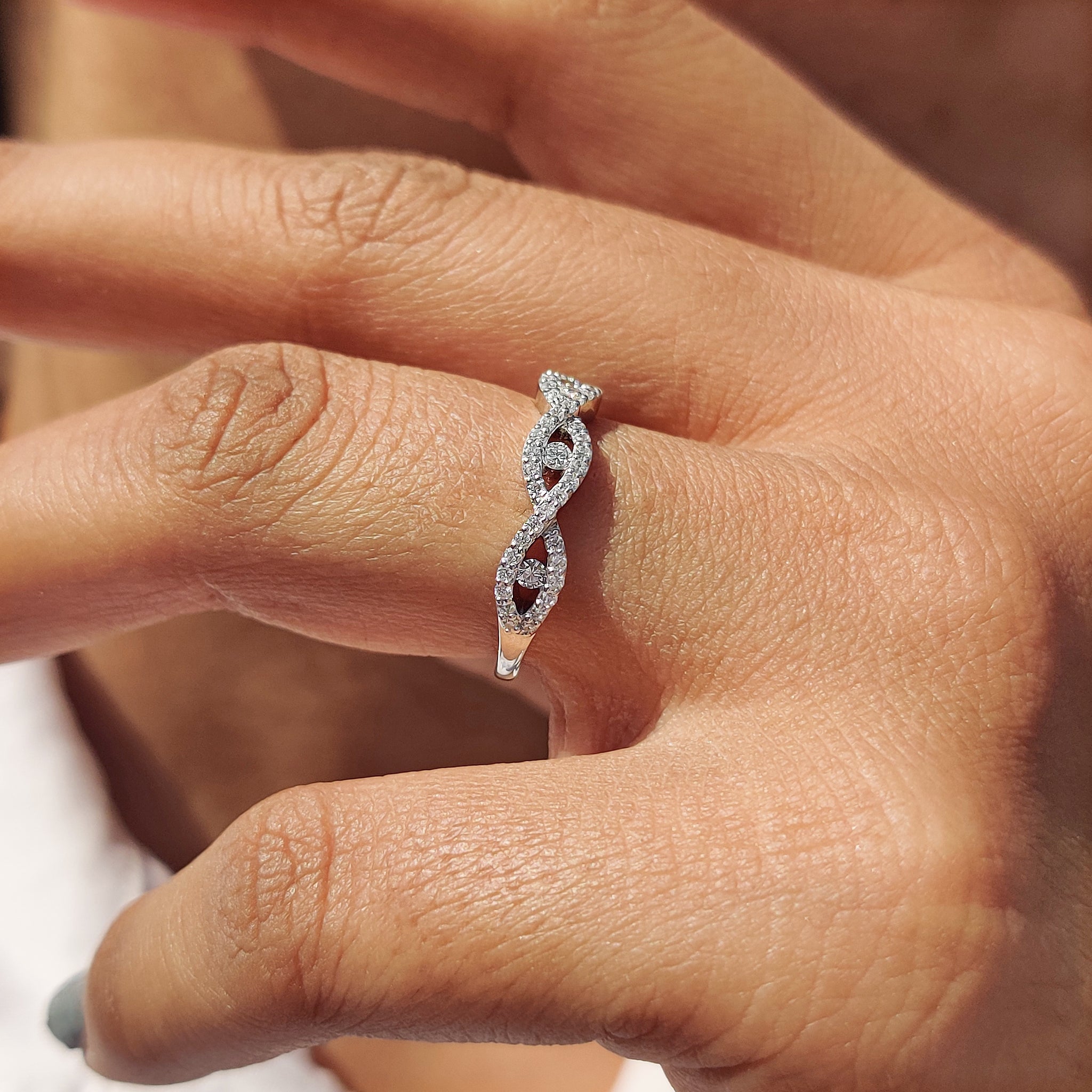Twisted Diamond Wedding Band in white gold.
