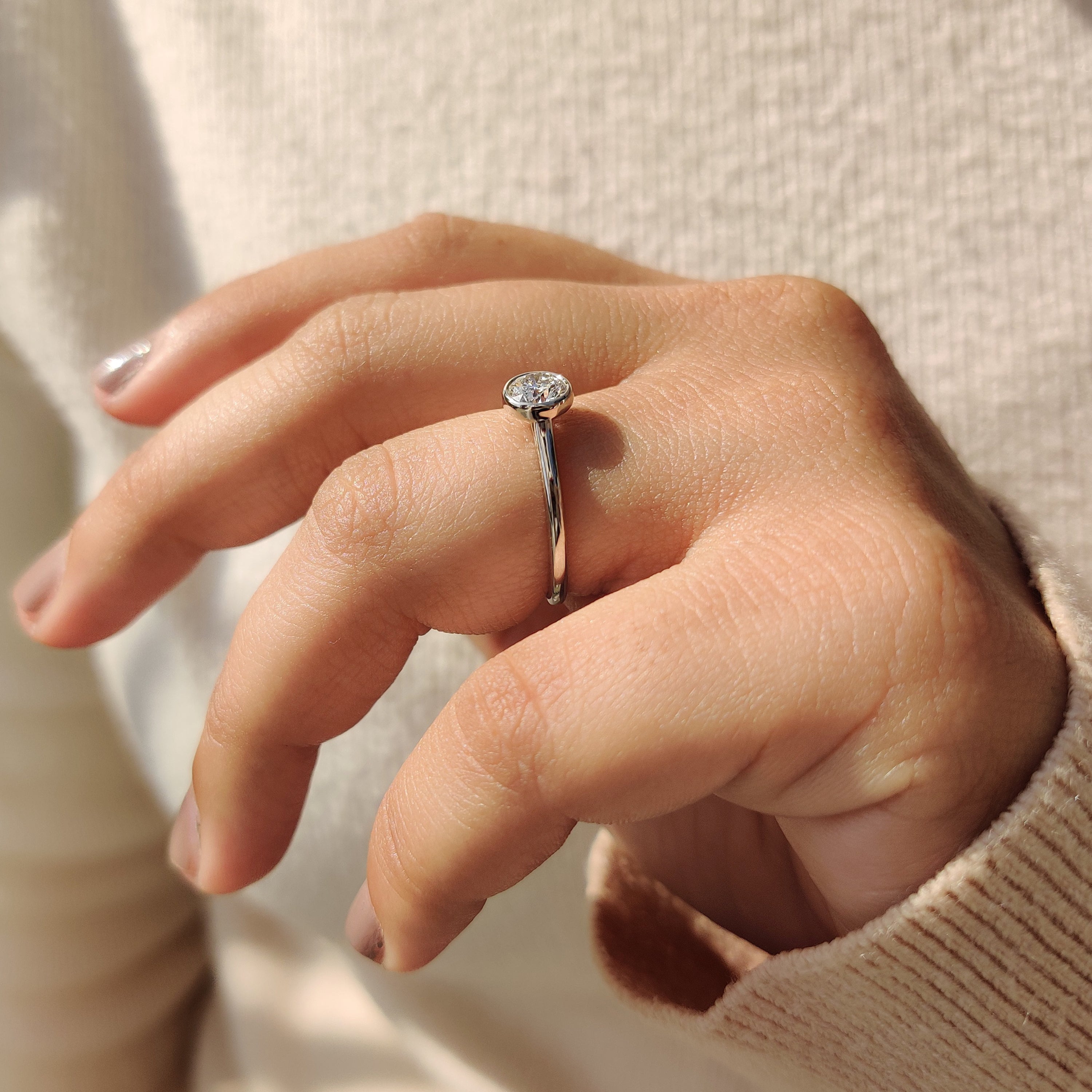 White gold ring with a polished and refined finish.
