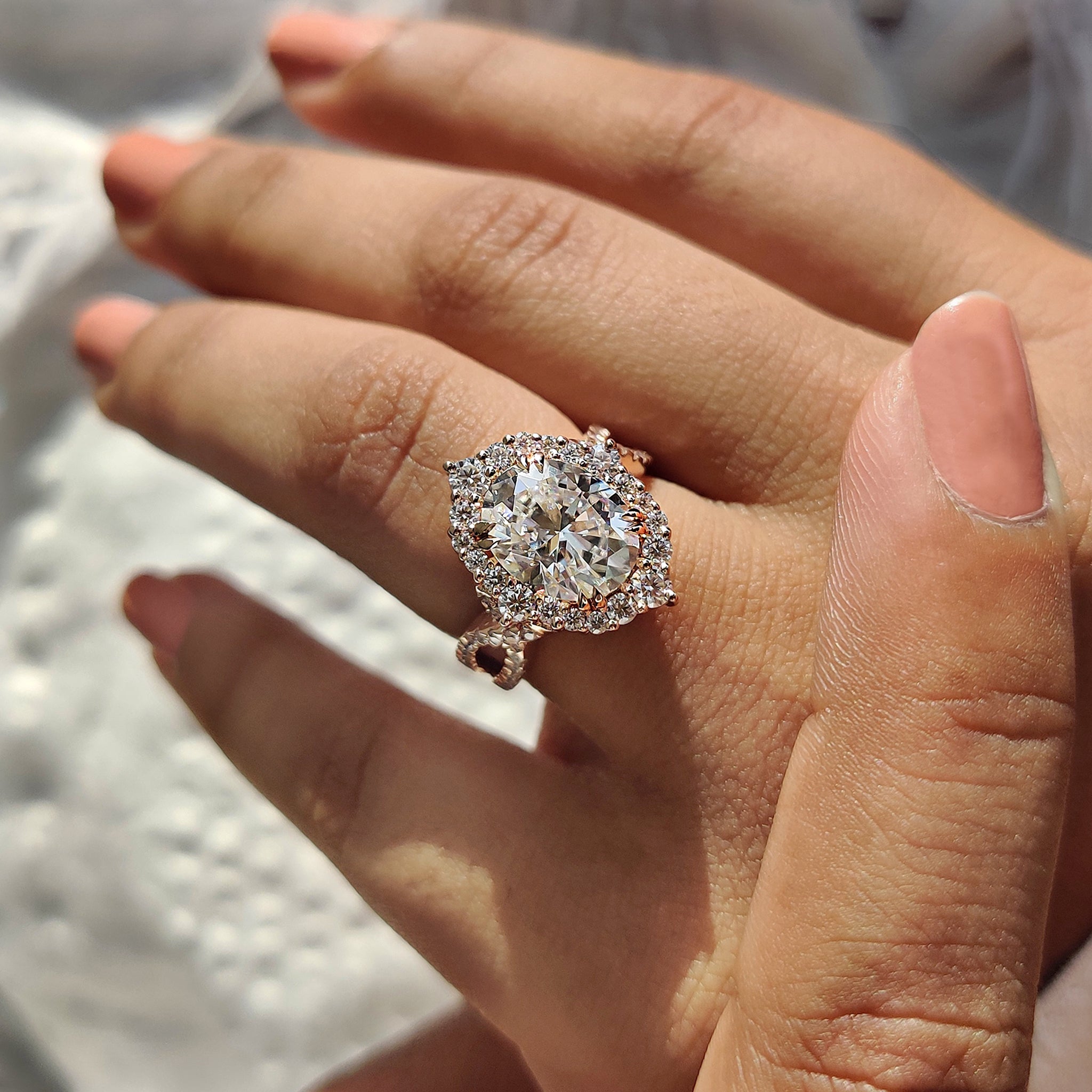 Pave setting covers the band with fine round stones for texture.
