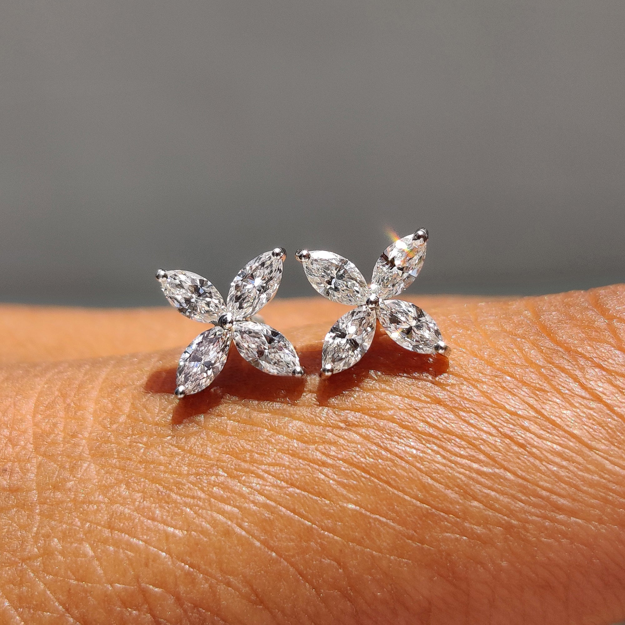 Minimalist handmade diamond earrings.