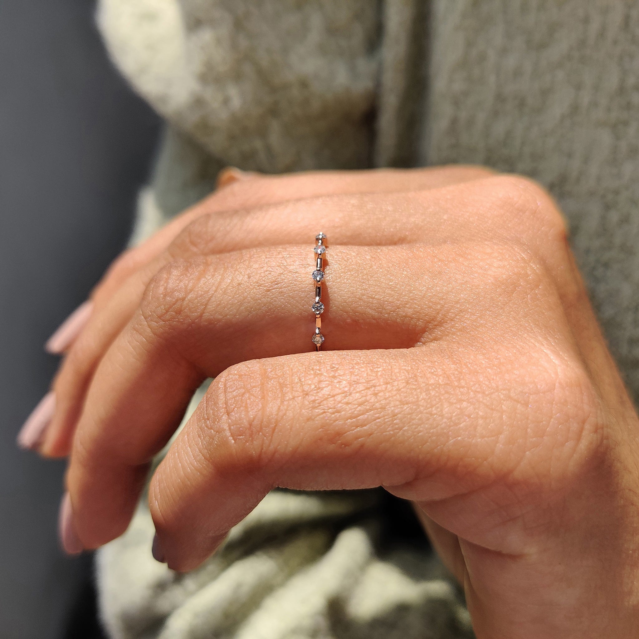Rose Gold Wedding Band – Half Eternity