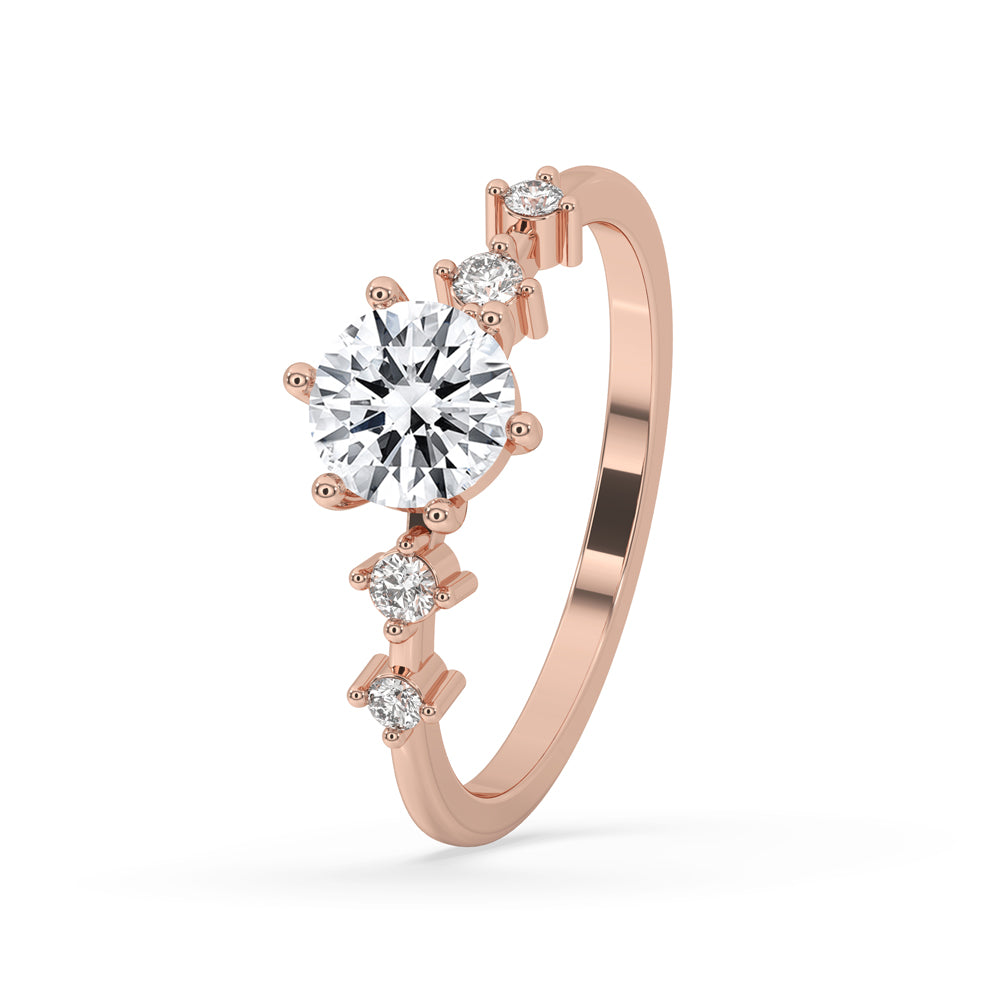 Round diamond engagement ring with Distance Pave setting and carat diamonds engagement ring appeal.