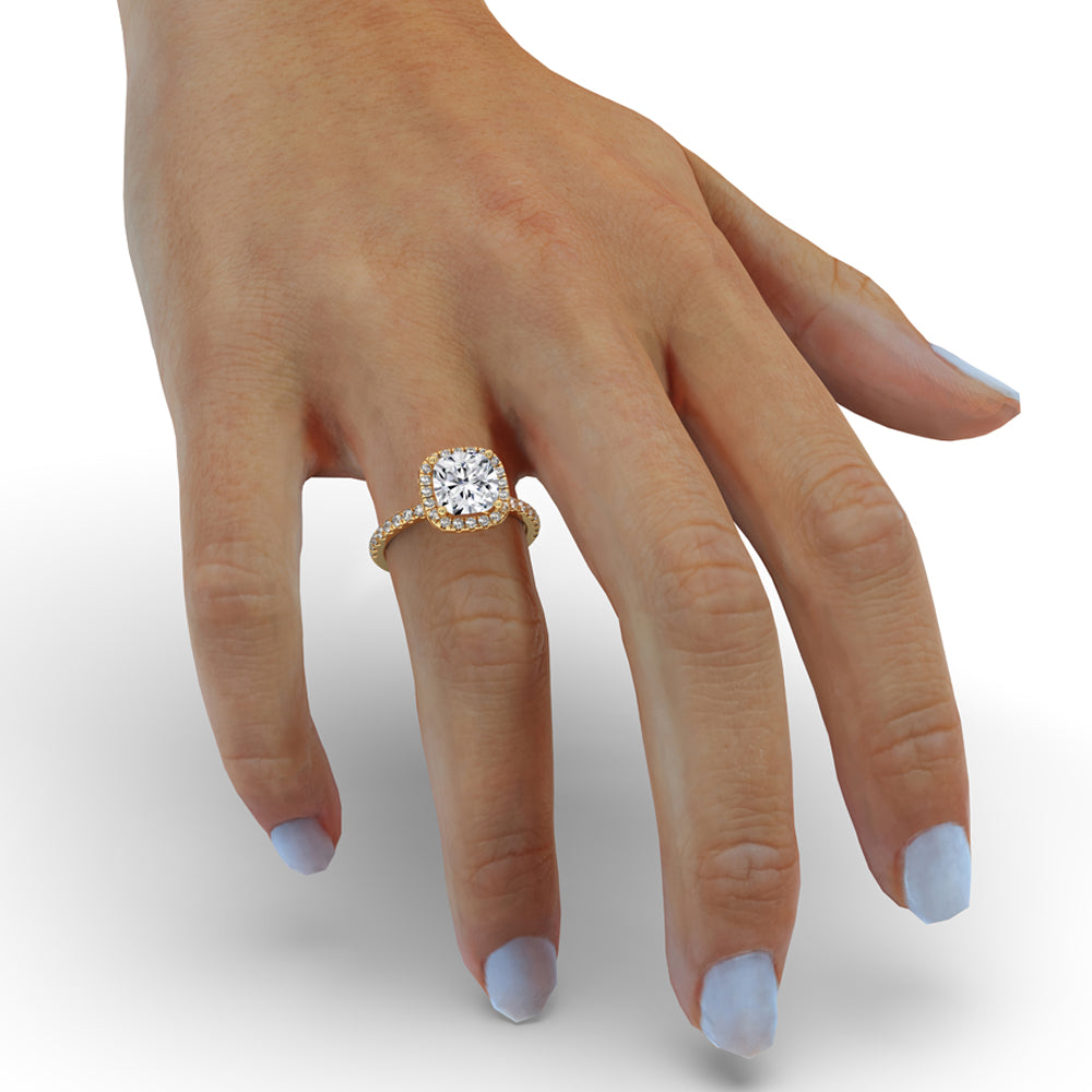 2 Carat Cushion Cut Diamond Ring With Pave Band