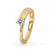 Unique engagement ring with round brilliant cut diamond in a yellow gold setting
