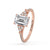 Two carat emerald cut diamond ring with micro pave band, lab grown.

