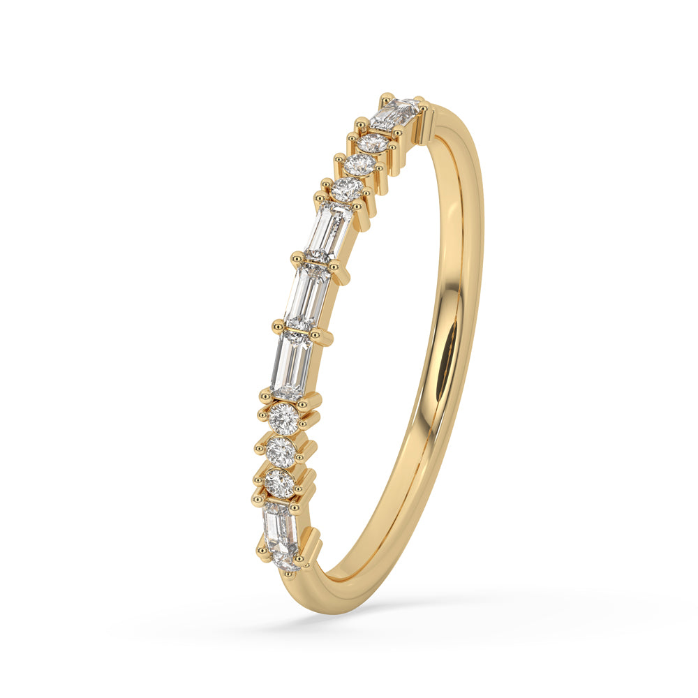 IGI certified diamond baguette band crafted with precision, combining luxury and sustainability for the best classic bands collection.
