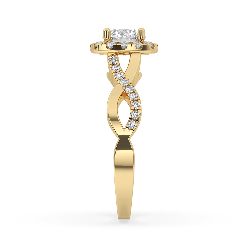 Timeless round diamond engagement ring with a 4 prong ring and yellow gold engagement ring setting, offering classic charm and sophistication.
