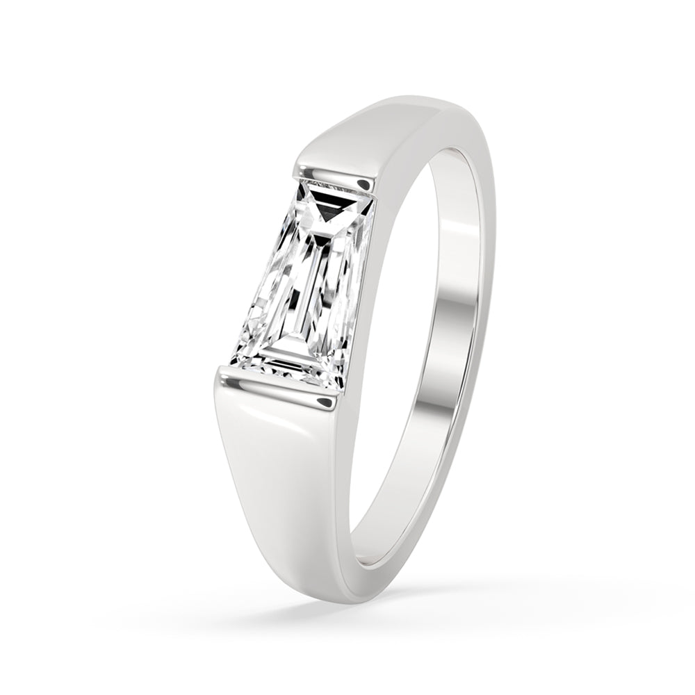 Stunning Tapered Baguette Engagement Ring crafted in platinum with baguette side stones for added sparkle.
