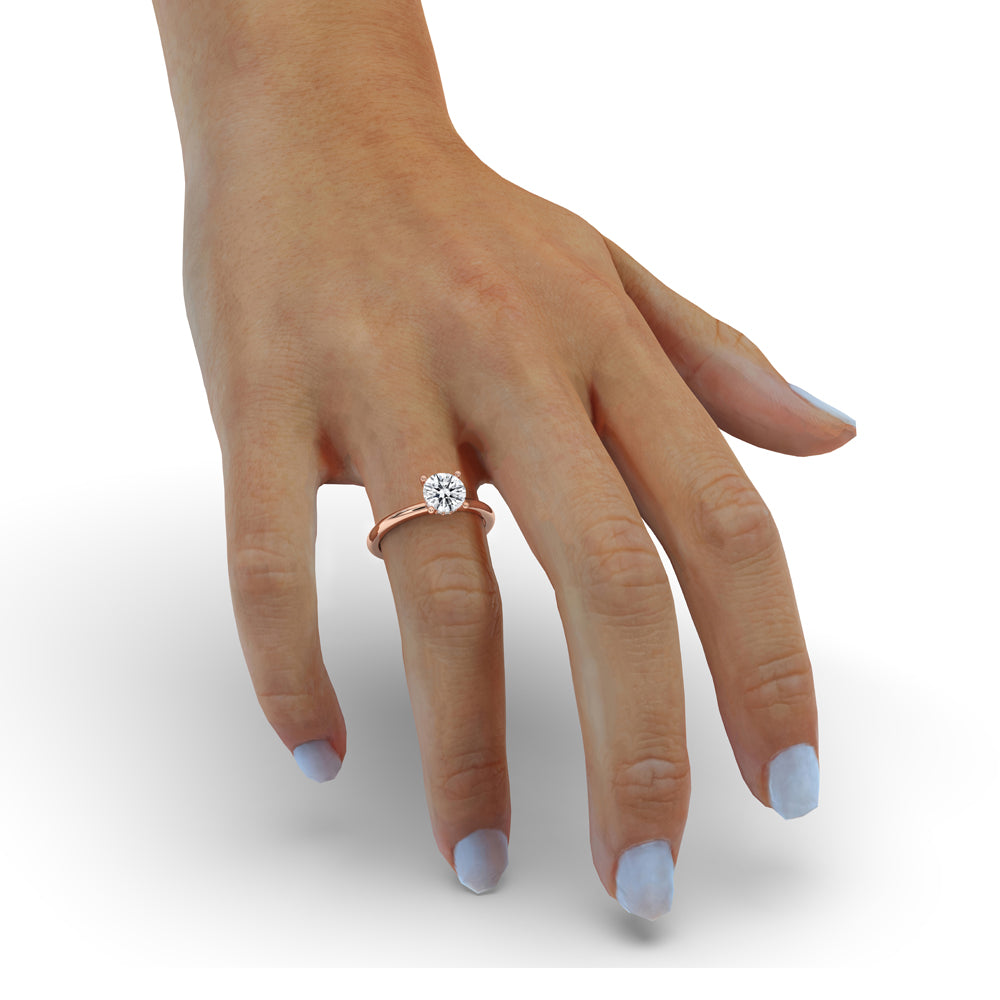 Stunning hidden halo solitaire ring with round engagement ring, 4 prong setting, and round diamond, Lab Grown Diamond.