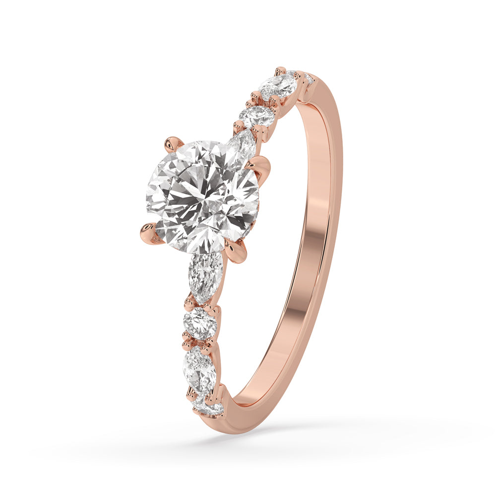 2 carat radiant cut diamond ring in a pave diamond ring band, handmade and crafted for brilliance and beauty.
