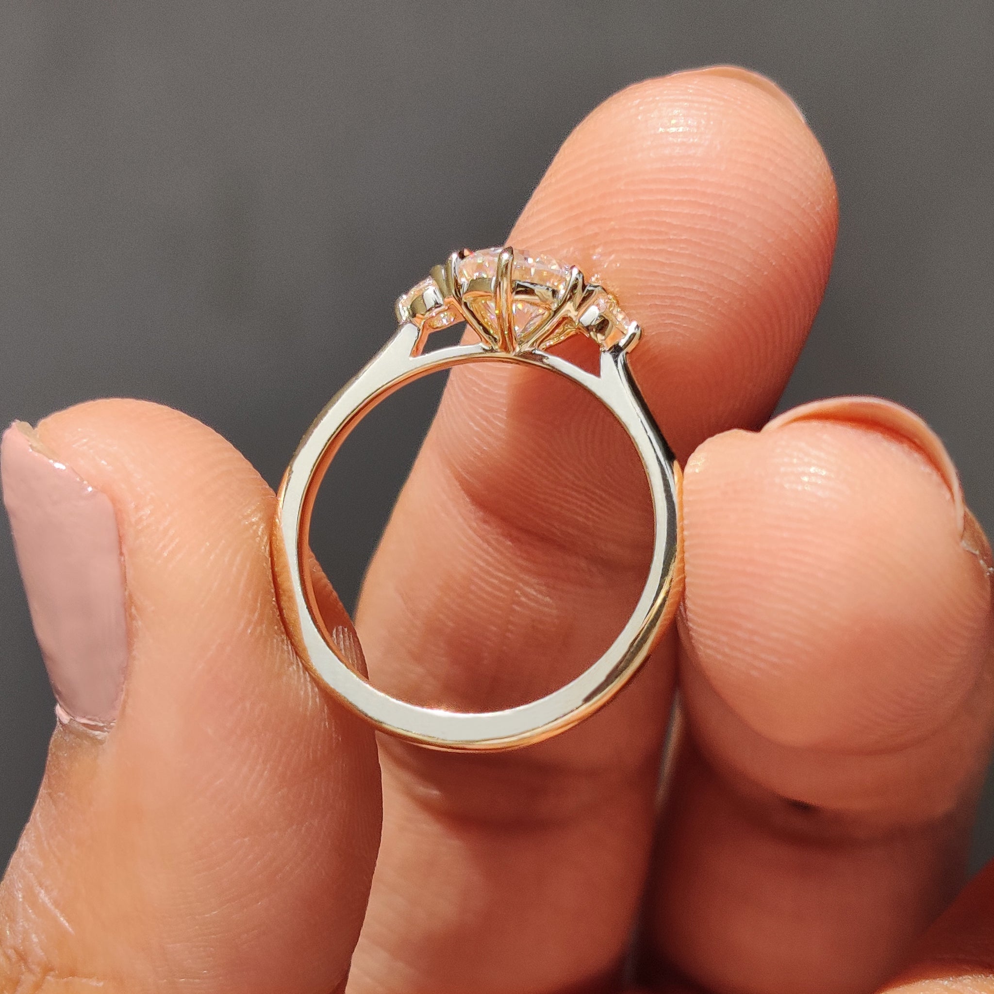 Stone Round Engagement Ring In Cathedral Setting