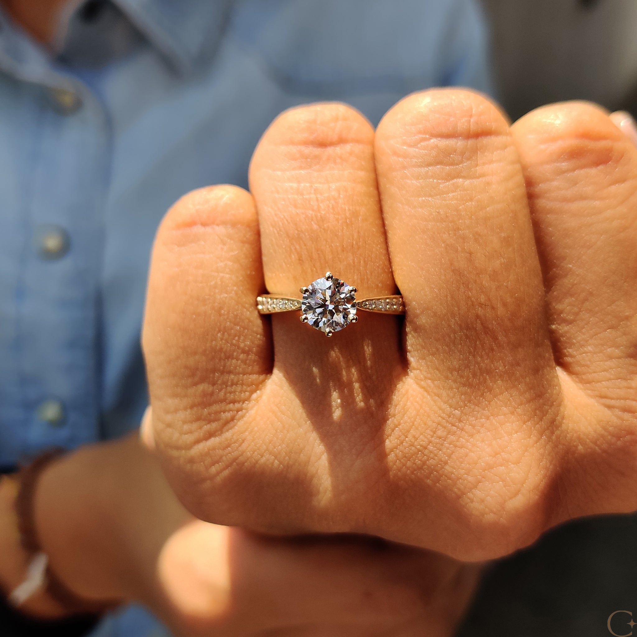 Lab grown diamond engagement ring with IGI certification.
