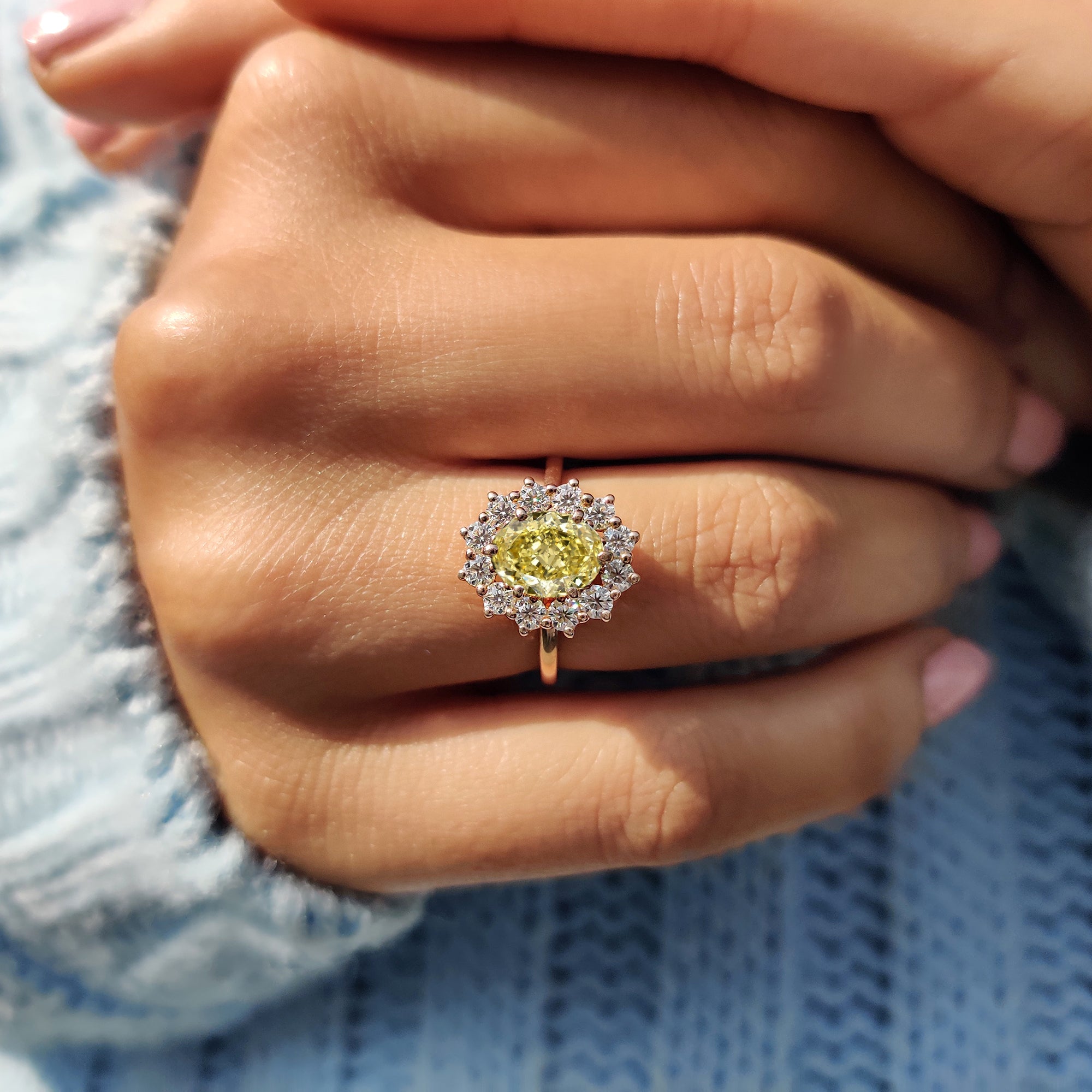 Oval cut ring showcasing a sleek, elongated silhouette.
