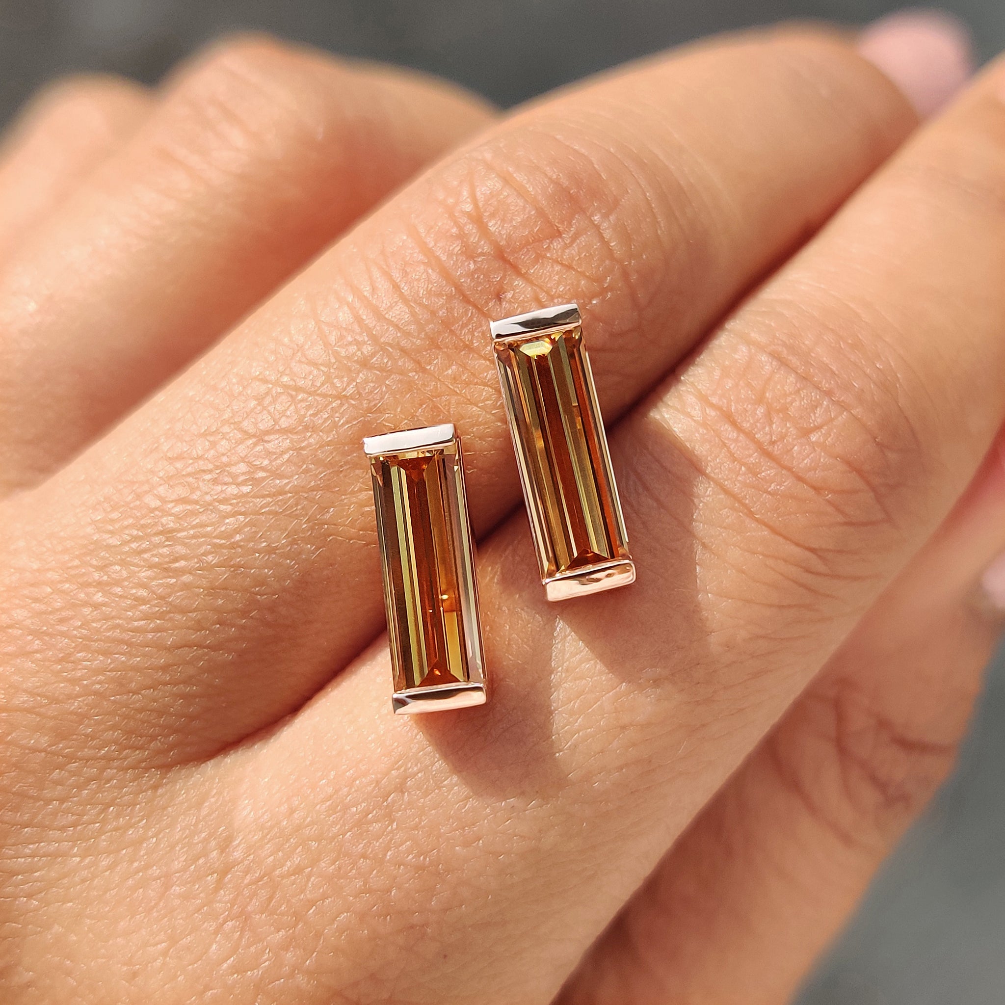 Semi Bezel Moissanite Earrings paired with handmade earrings for Everyday Earrings comfort.
