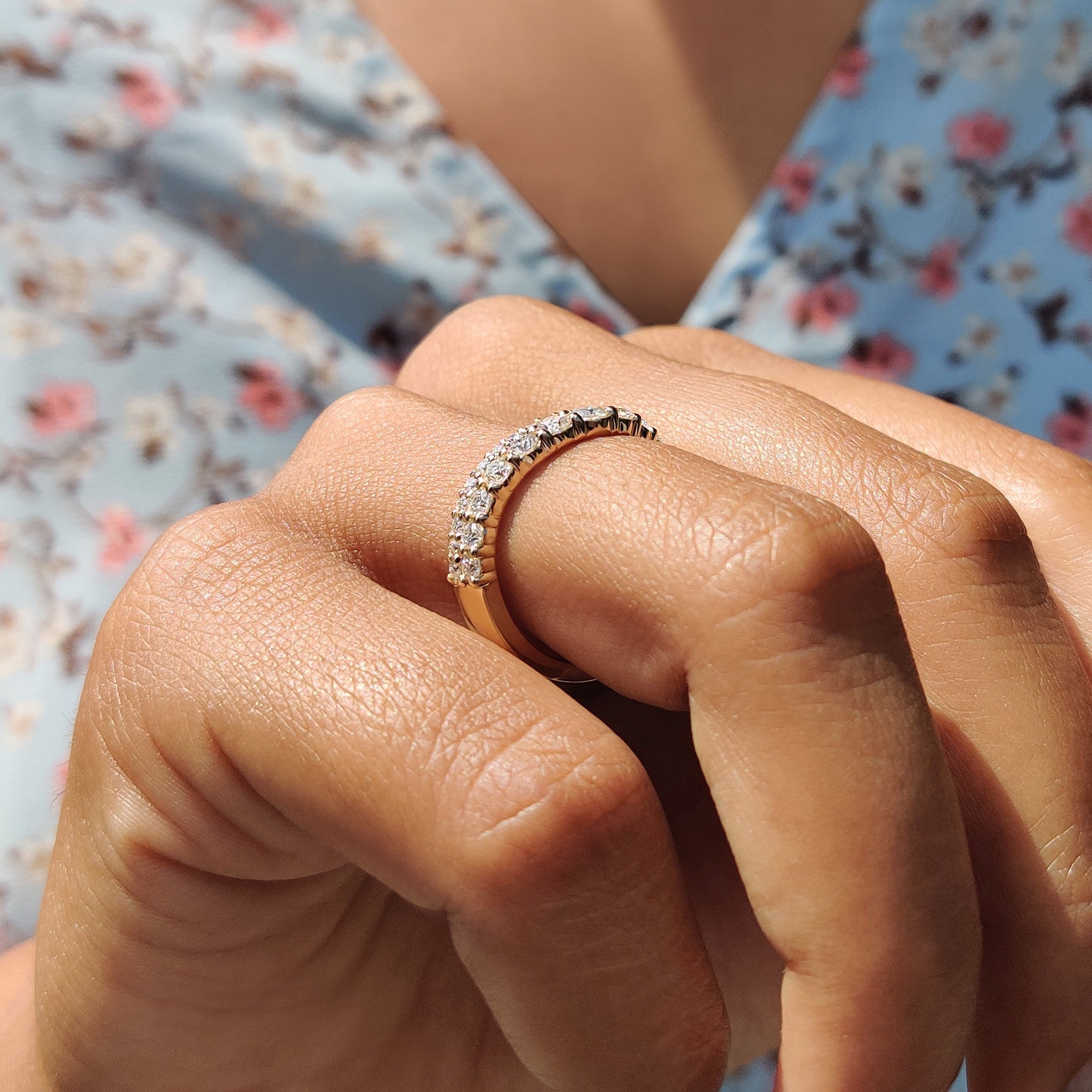 Half Eternity Wedding Band - Double Row  Style