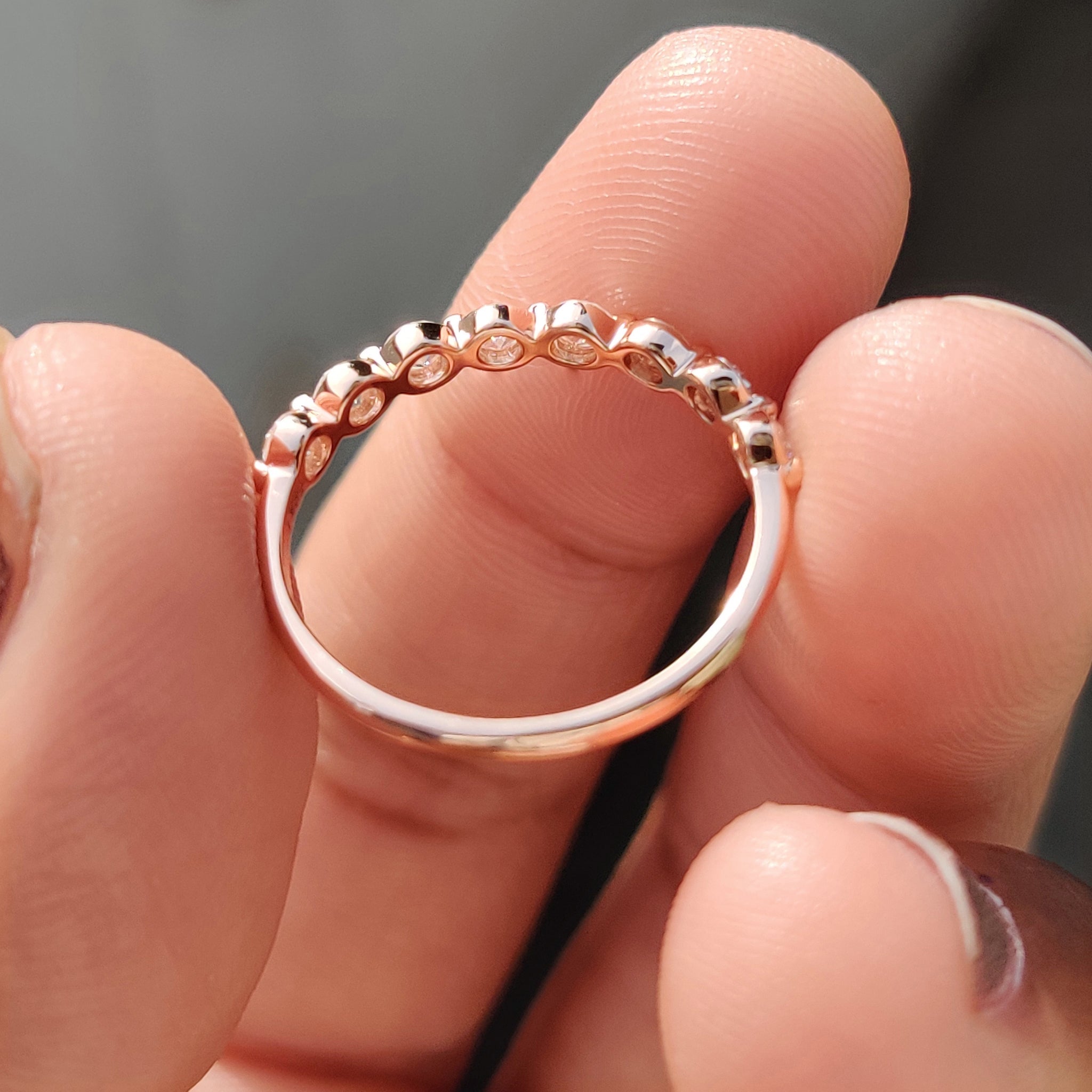 Round Cut Half Eternity Diamond Band