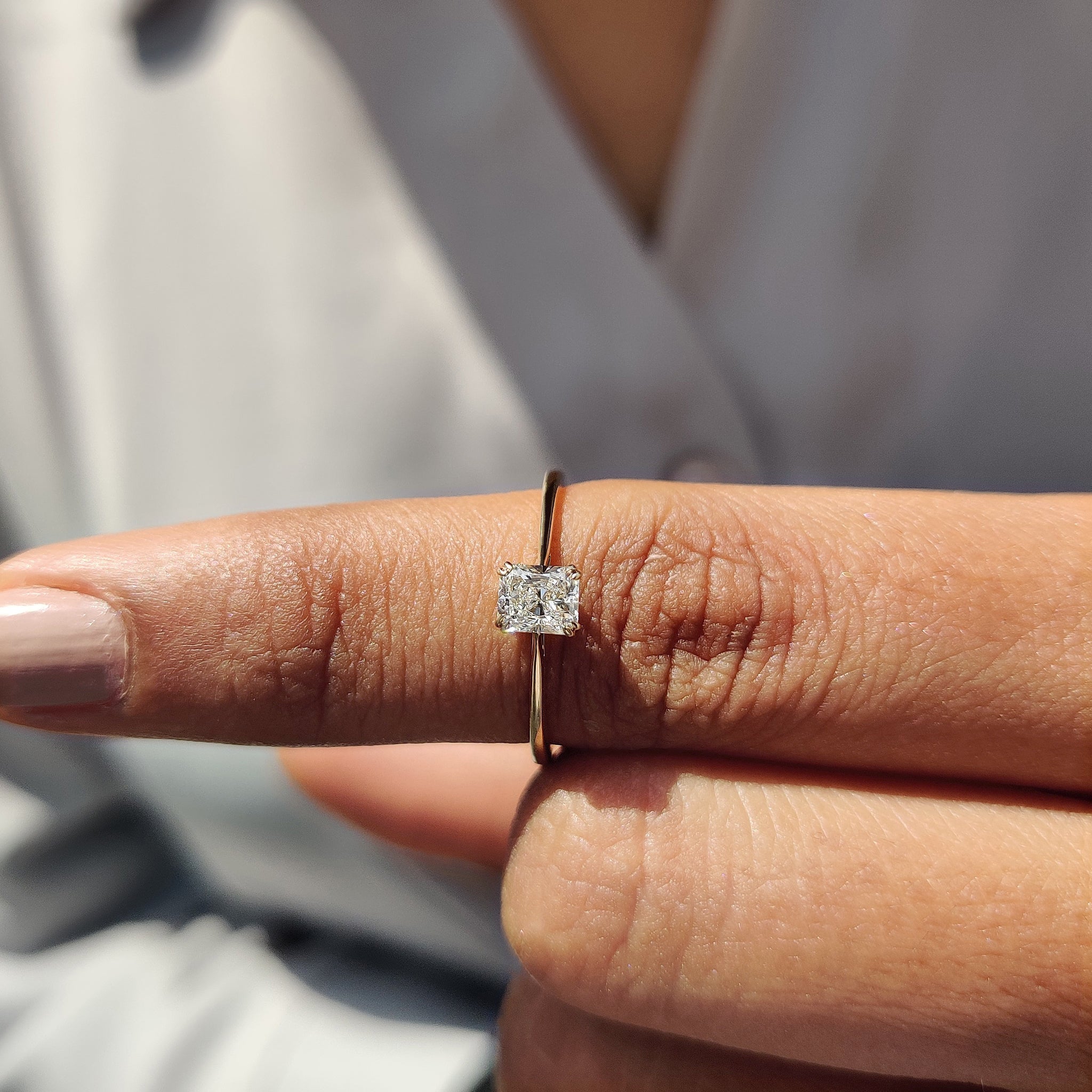 Square Radiant Cut Diamond Ring In Yellow,Rose,White Gold