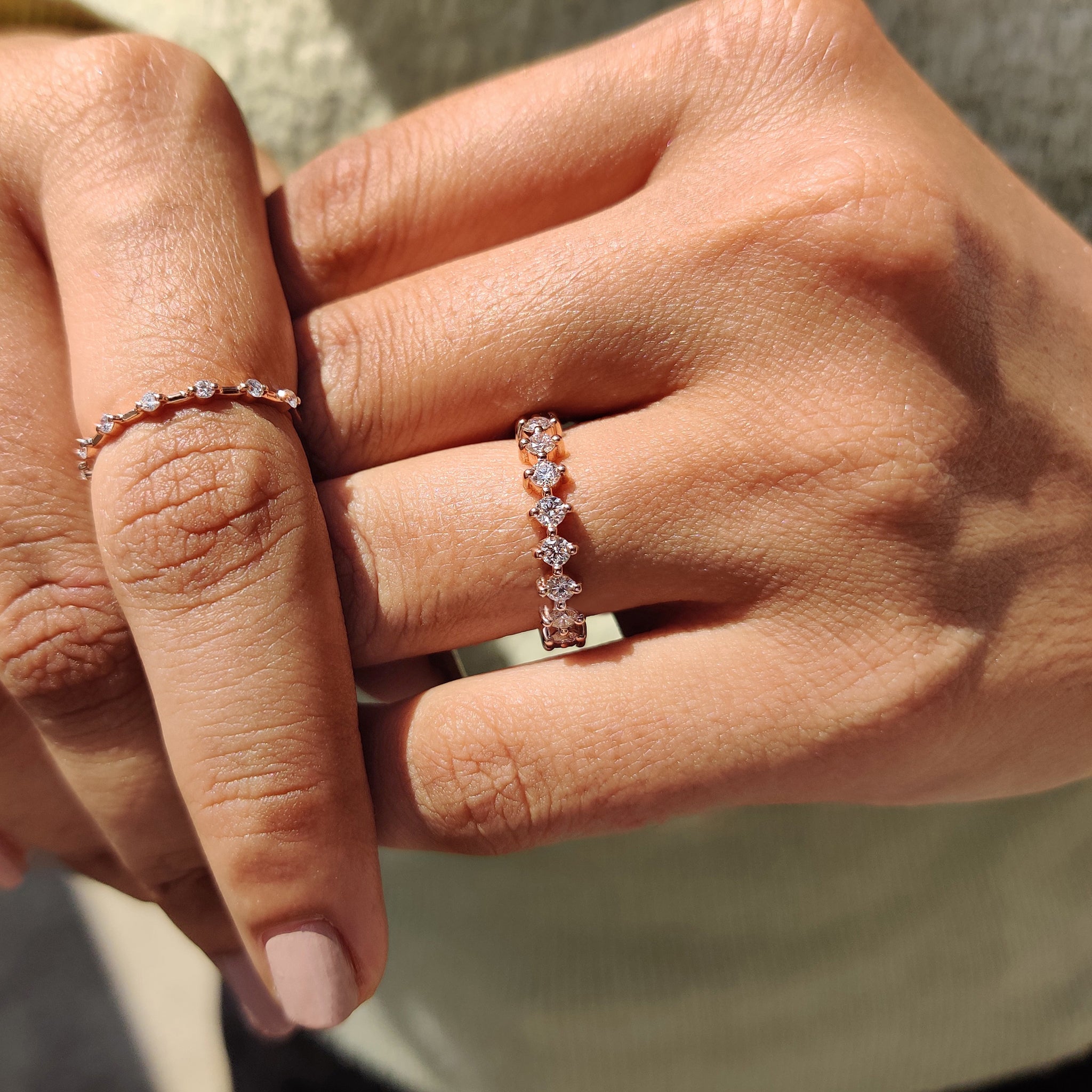 Secure Compass Prong Round Diamond Eternity Wedding Band