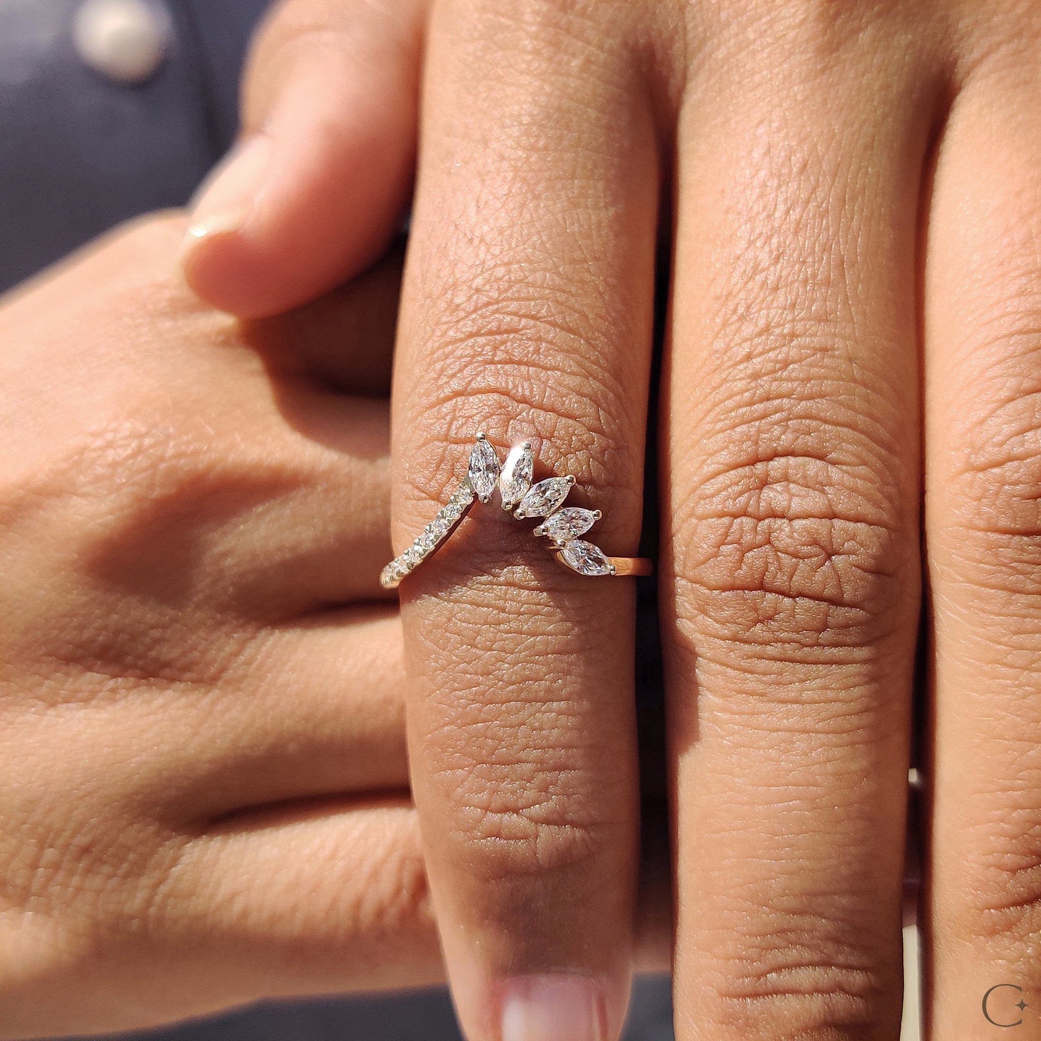 Tiara Wedding Band in Marquise and Round Diamond