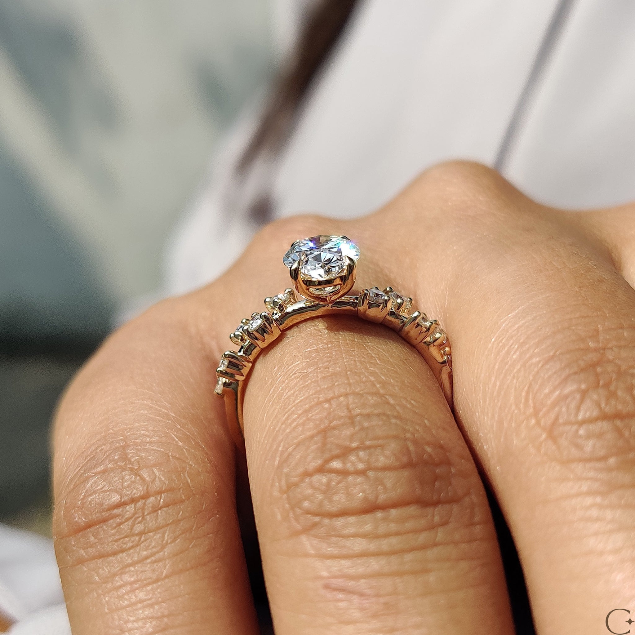 Lab grown diamond engagement ring certified by IGI for exceptional quality.
