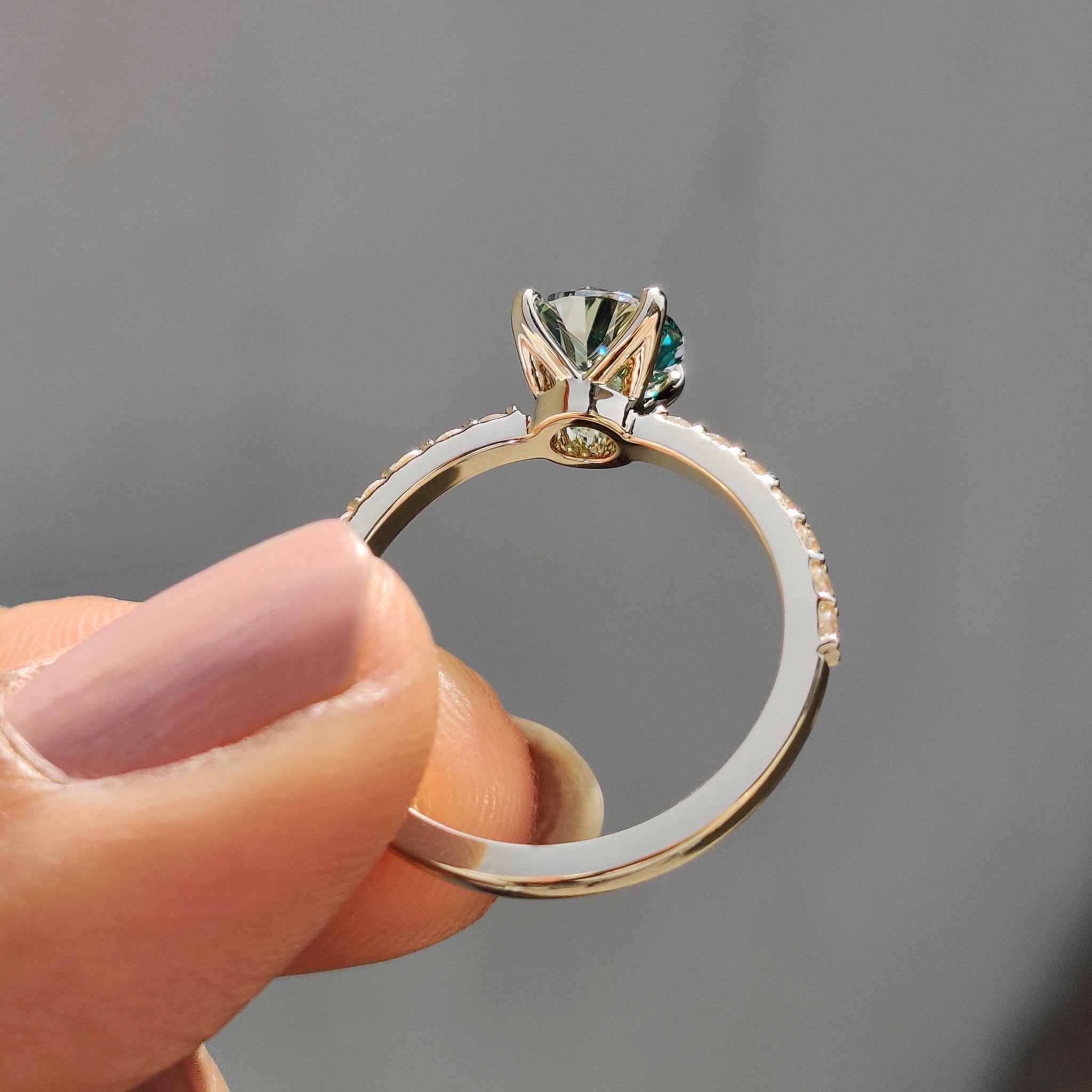 A round cut pave band adds charm to handmade jewelry made for special moments.
