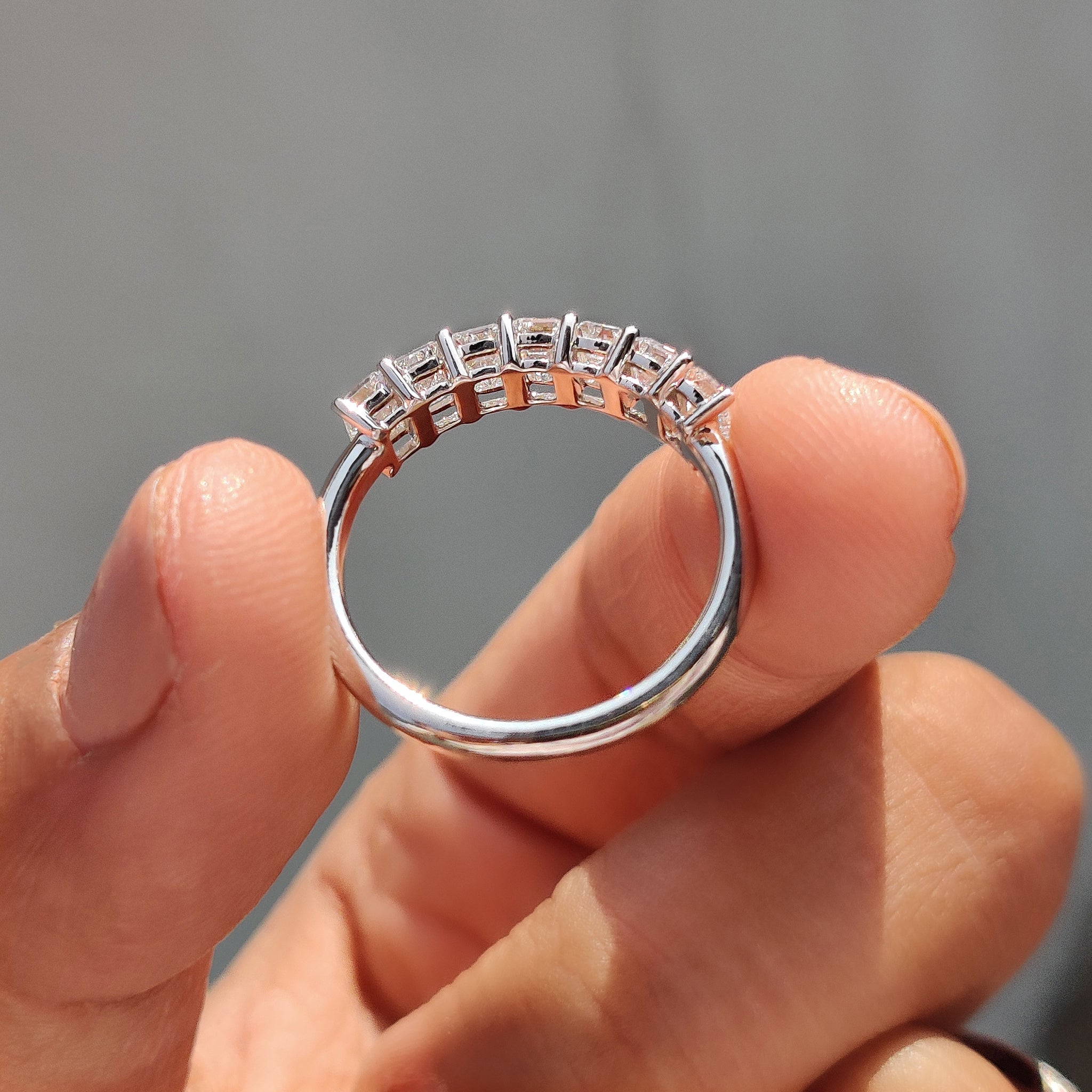 Emerald Cut Wedding Band - 7 Lab Diamonds