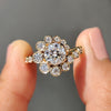 Round Halo Engagement Ring with an antique halo setting for a vintage-inspired look.
