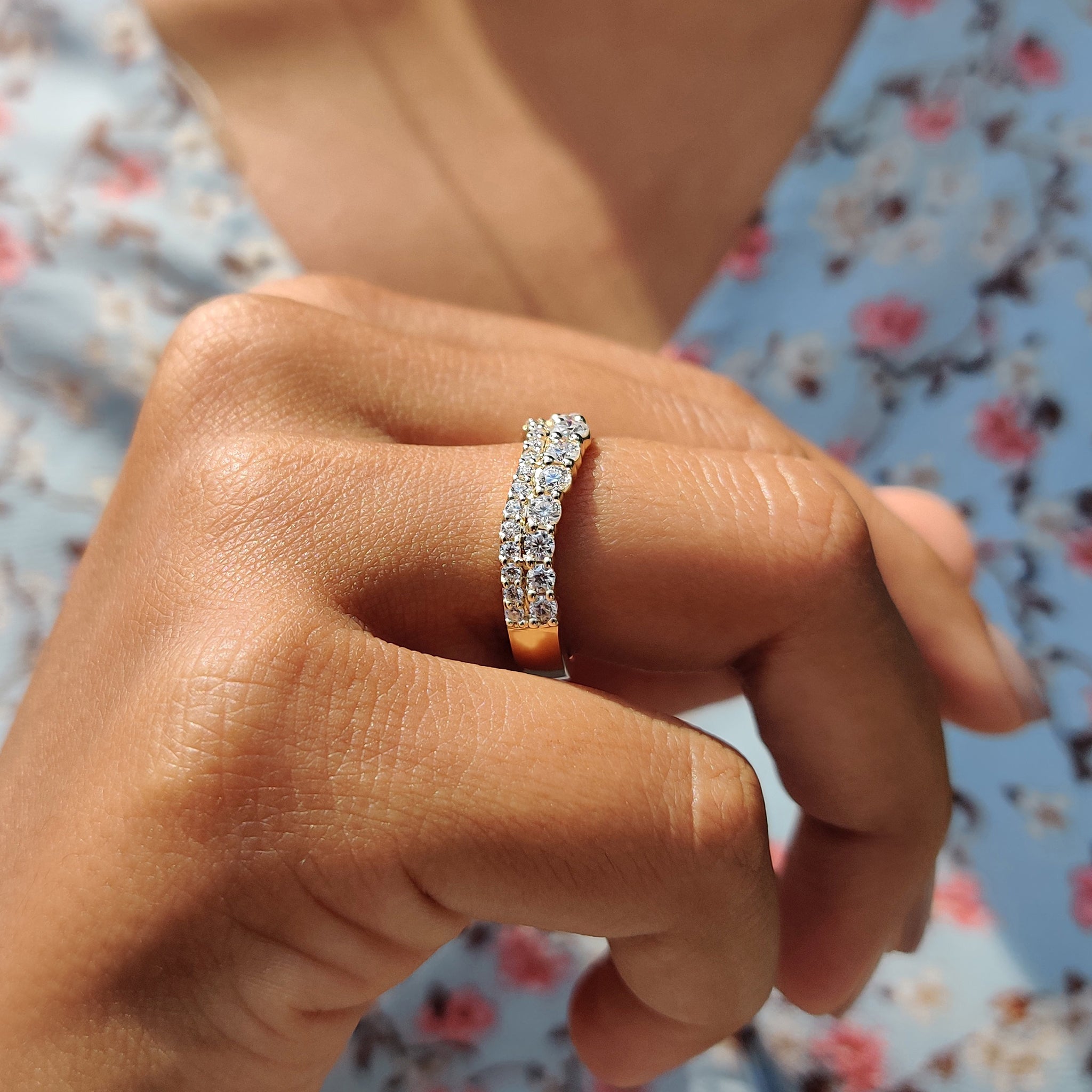 Half Eternity Wedding Band - Double Row  Style