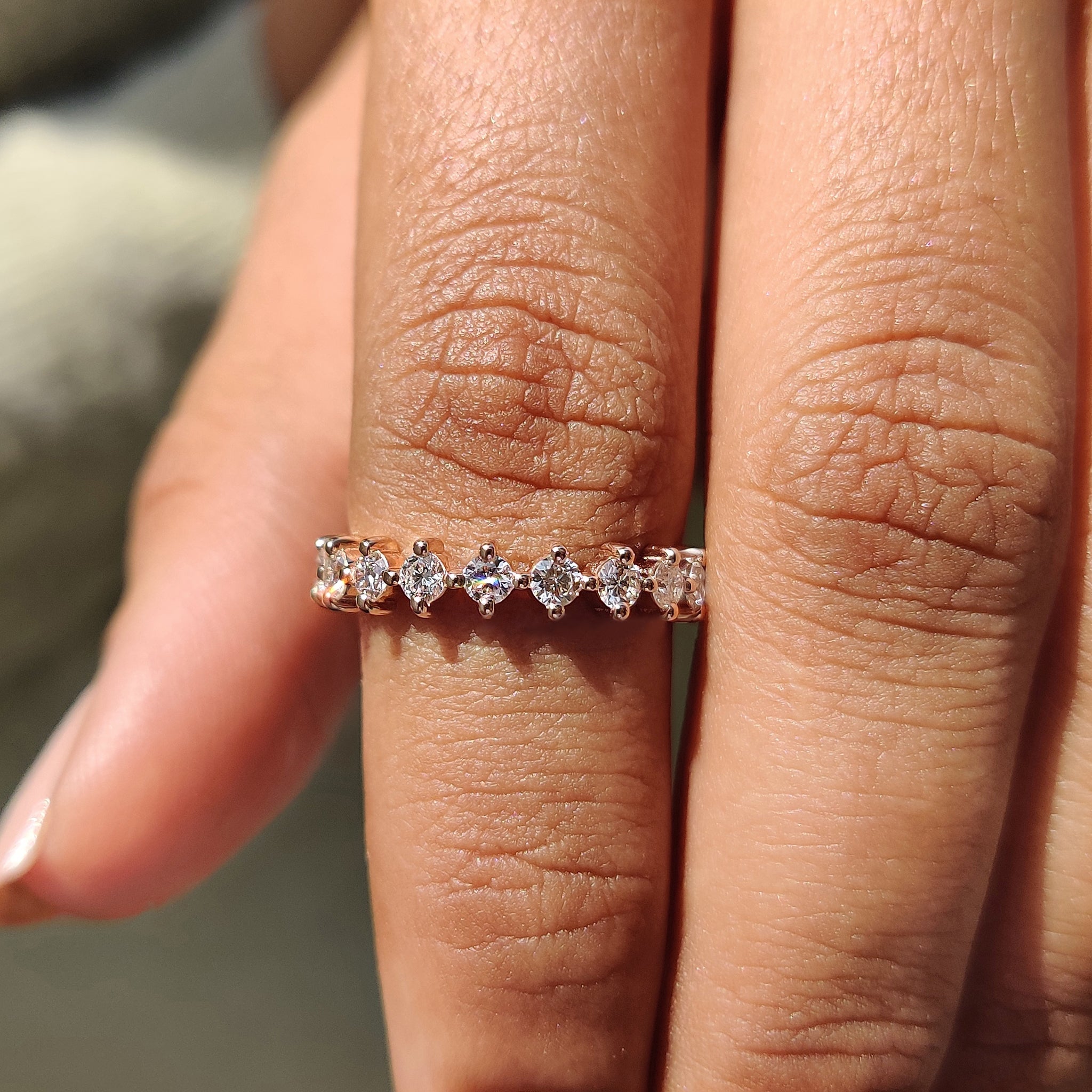 Secure Compass Prong Round Diamond Eternity Wedding Band