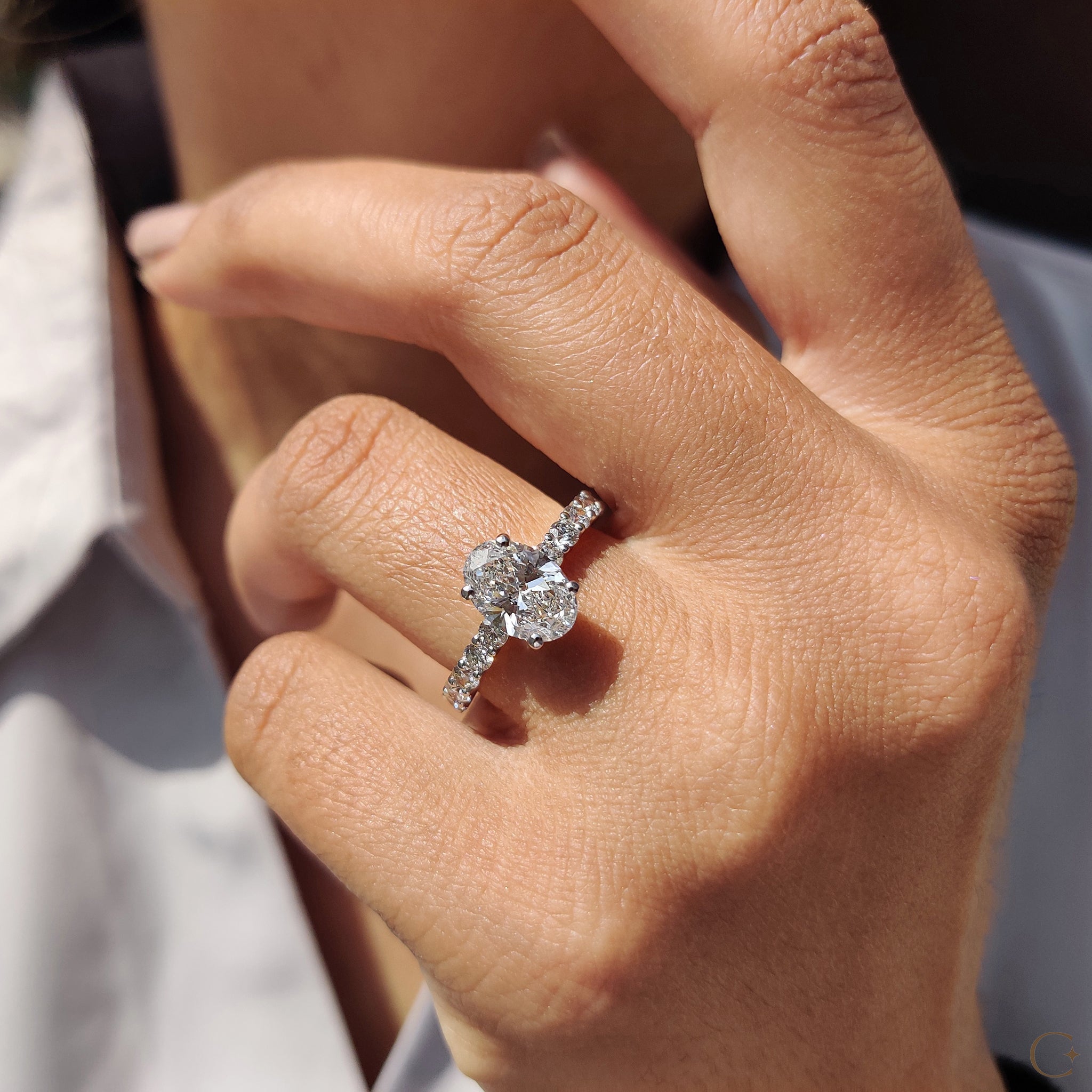 Customizable engagement ring with Lab Grown Diamond options.
