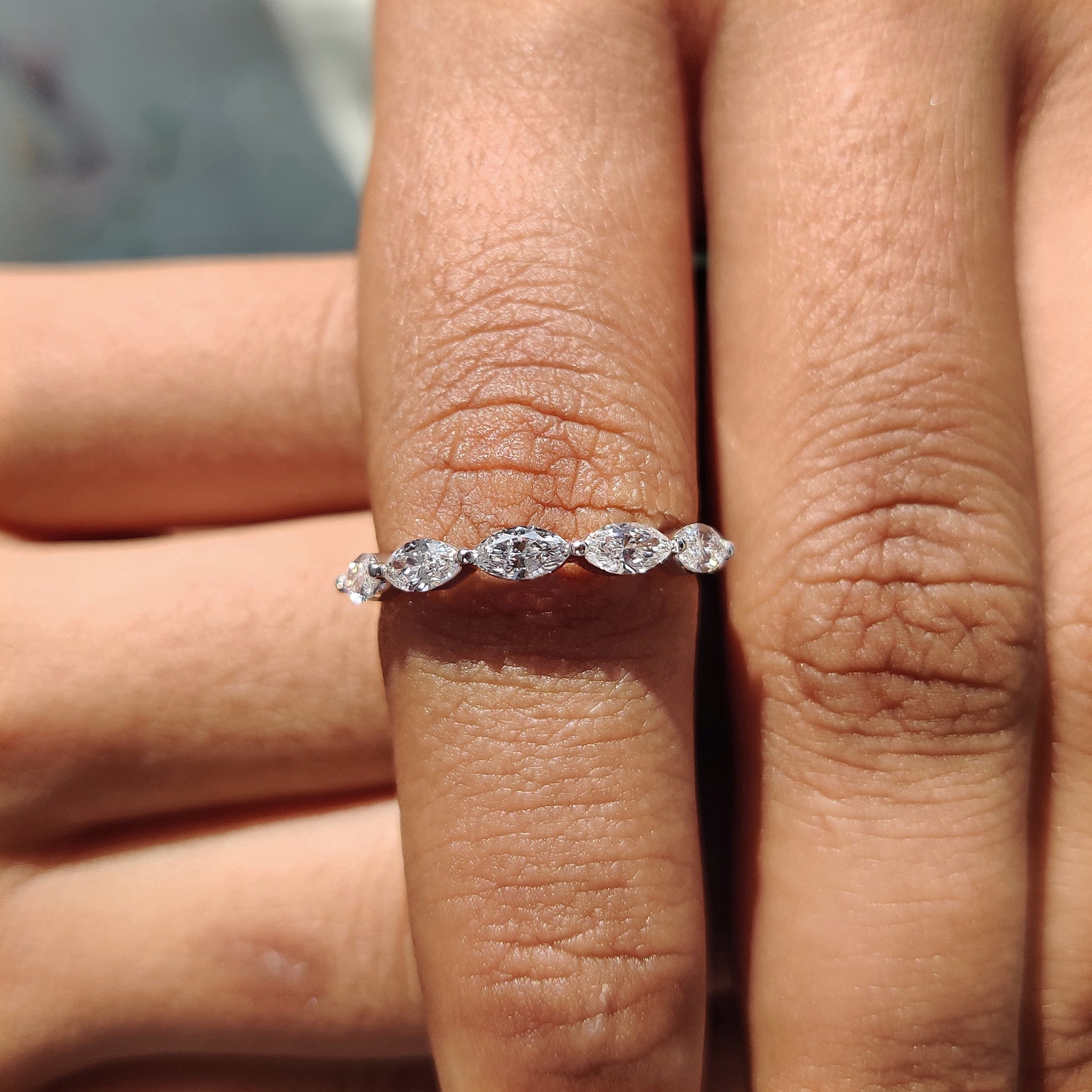 Half Eternity Marquise Diamond Wedding Band