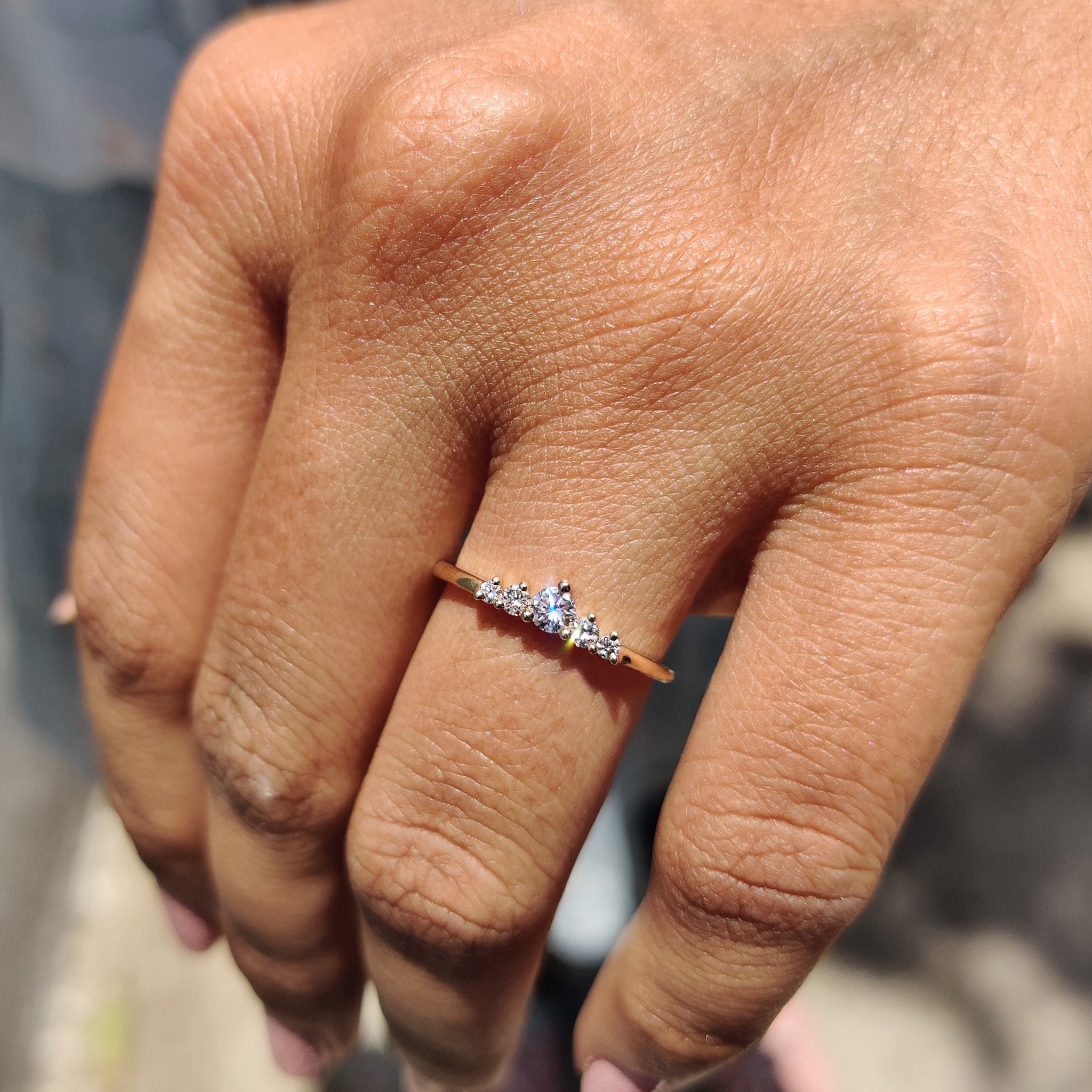 5 Stone Wedding Band with Round Diamonds