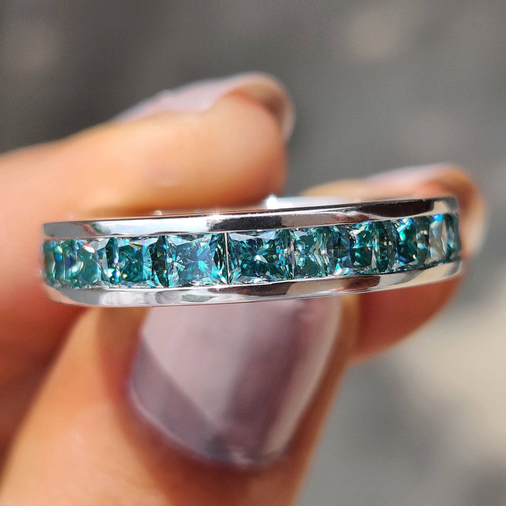 Princess Cut Channel Set Wedding Band