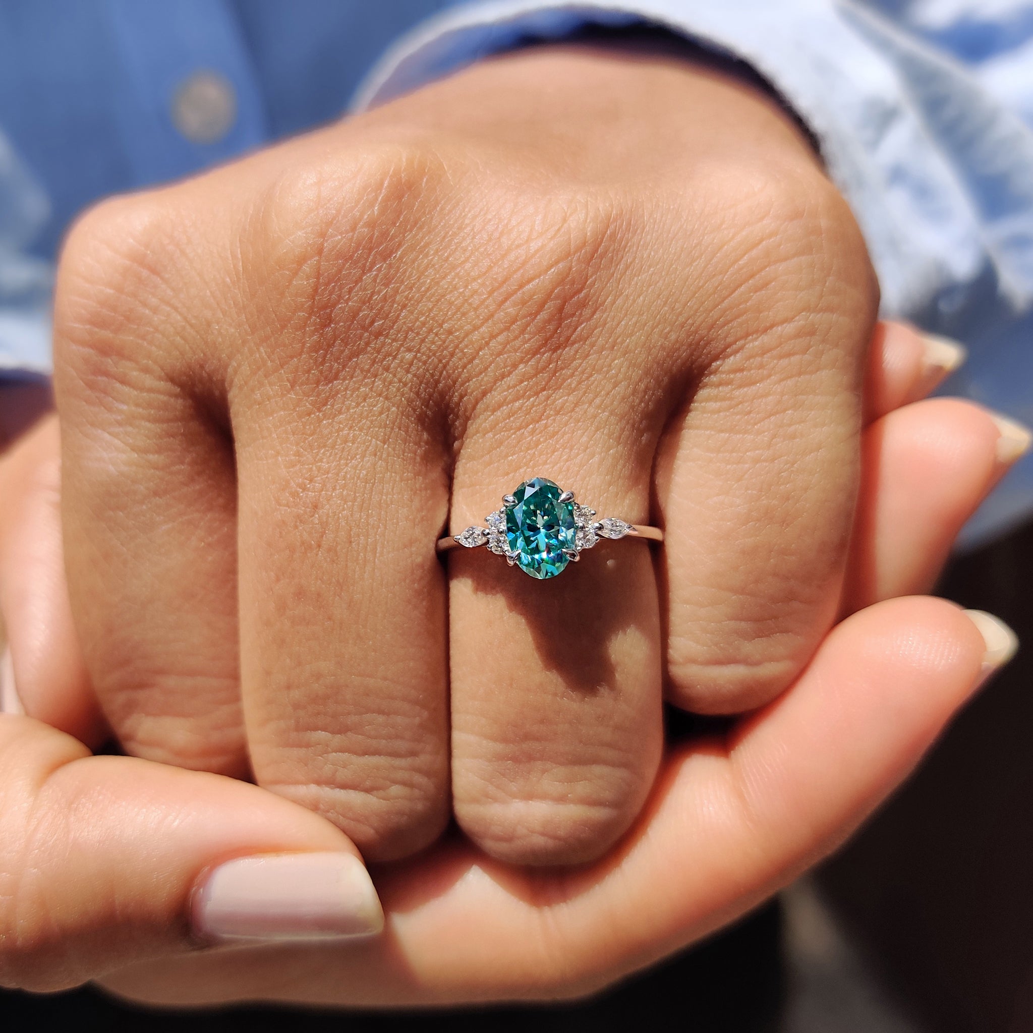 7 stone moissanite ring handmade with care.
